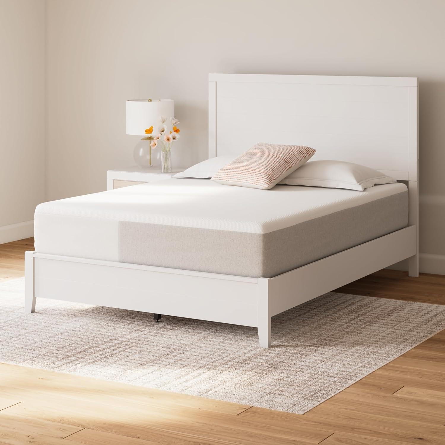 imageSignature Design by Ashley Full Size Chime 8 Inch Medium Firm Gel Memory Foam Mattress with Green Tea ampamp Charcoal Extract Fiberglass Free Mattress In A BoxQueen