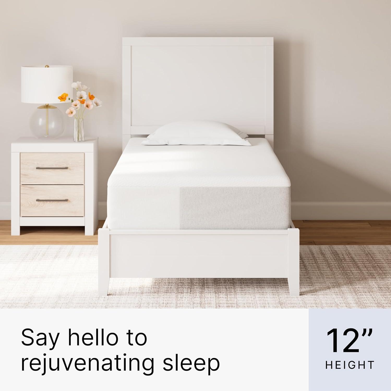 imageSignature Design by Ashley Full Size Chime 8 Inch Medium Firm Gel Memory Foam Mattress with Green Tea ampamp Charcoal Extract Fiberglass Free Mattress In A BoxTwin