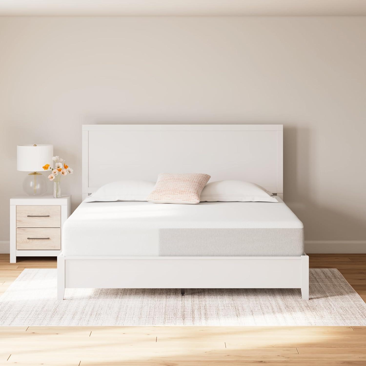 imageSignature Design by Ashley Full Size Chime 8 Inch Medium Firm Gel Memory Foam Mattress with Green Tea ampamp Charcoal Extract Fiberglass Free Mattress In A BoxKing