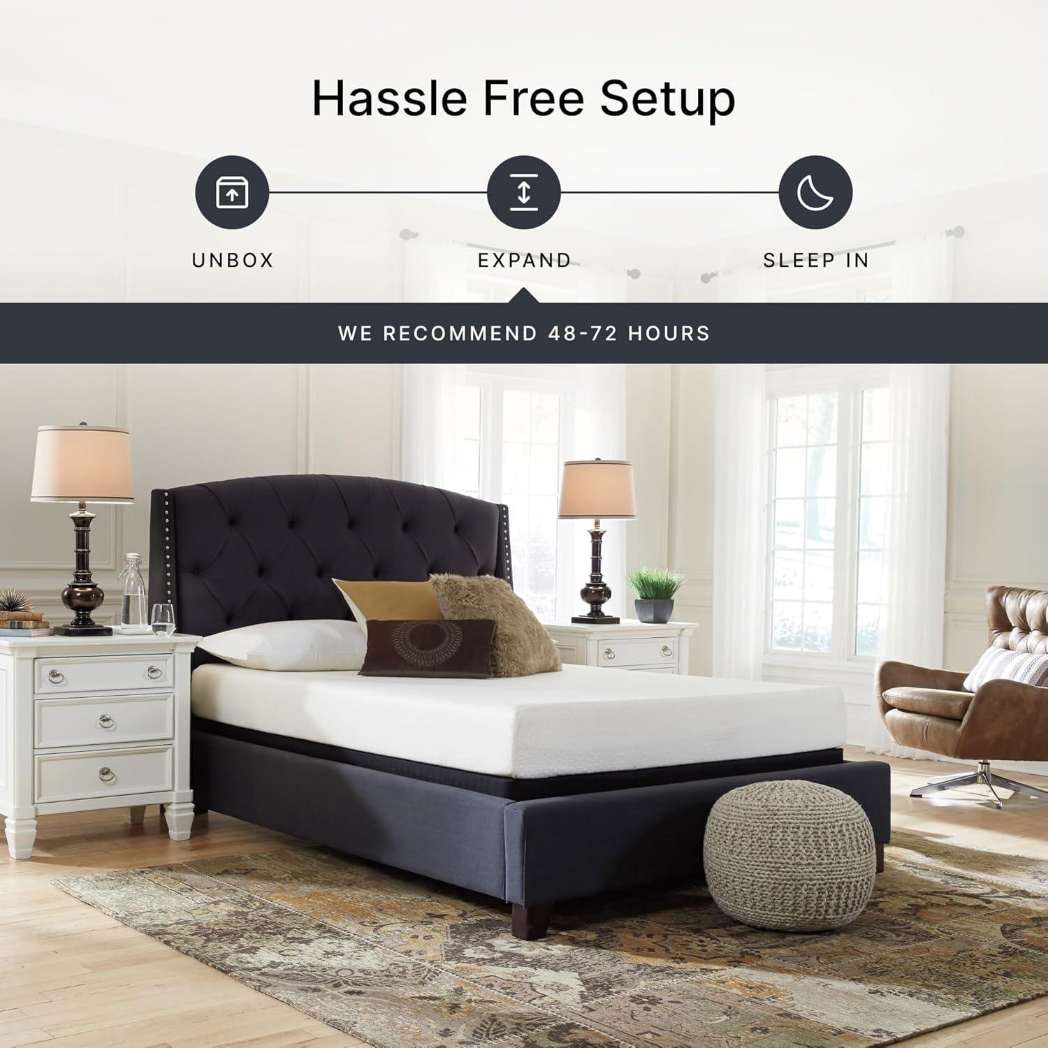 imageSignature Design by Ashley Full Size Chime 8 Inch Medium Firm Gel Memory Foam Mattress with Green Tea ampamp Charcoal Extract Fiberglass Free Mattress In A BoxFull