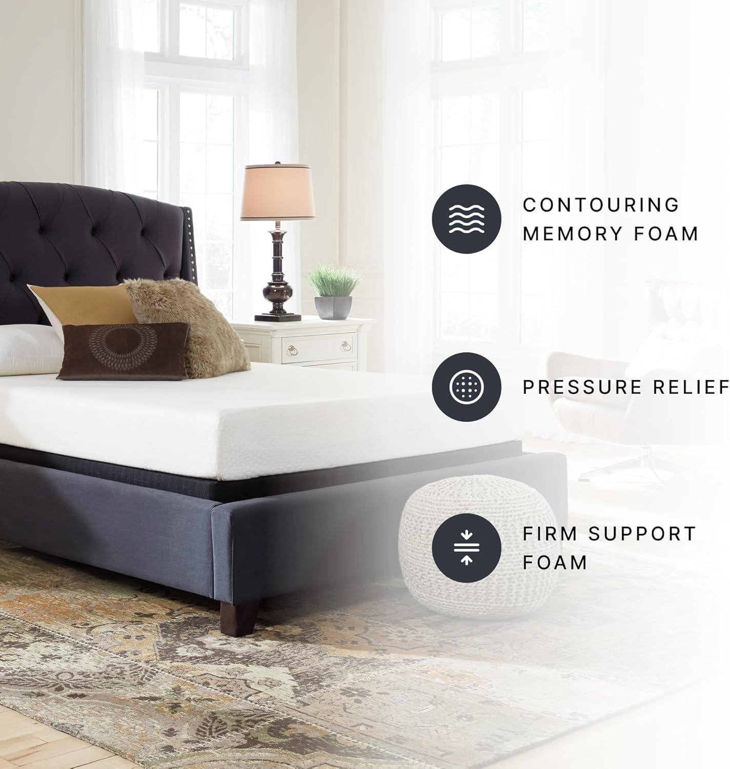 imageSignature Design by Ashley Full Size Chime 8 Inch Medium Firm Gel Memory Foam Mattress with Green Tea ampamp Charcoal Extract Fiberglass Free Mattress In A BoxKing