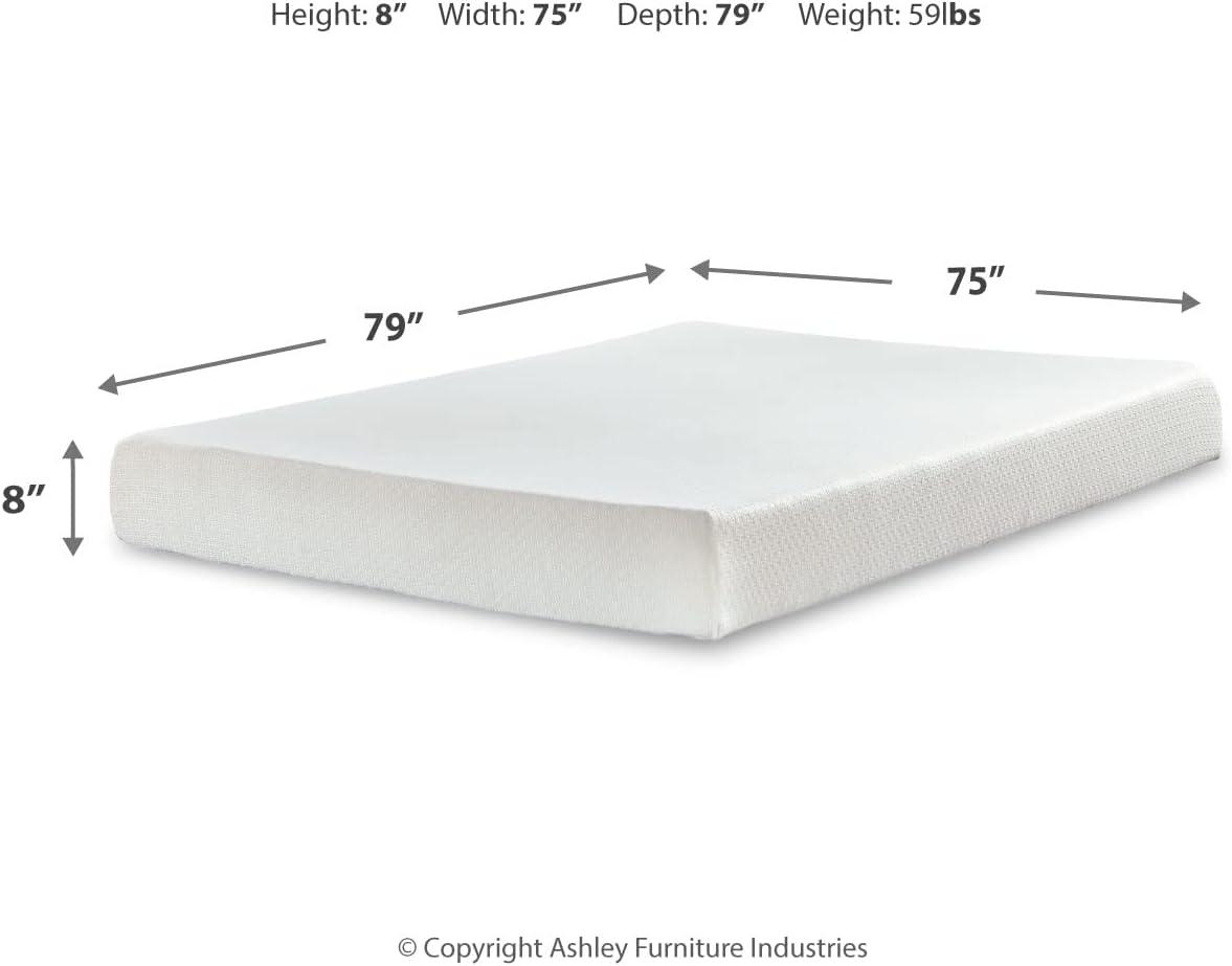 imageSignature Design by Ashley Full Size Chime 8 Inch Medium Firm Gel Memory Foam Mattress with Green Tea ampamp Charcoal Extract Fiberglass Free Mattress In A BoxKing