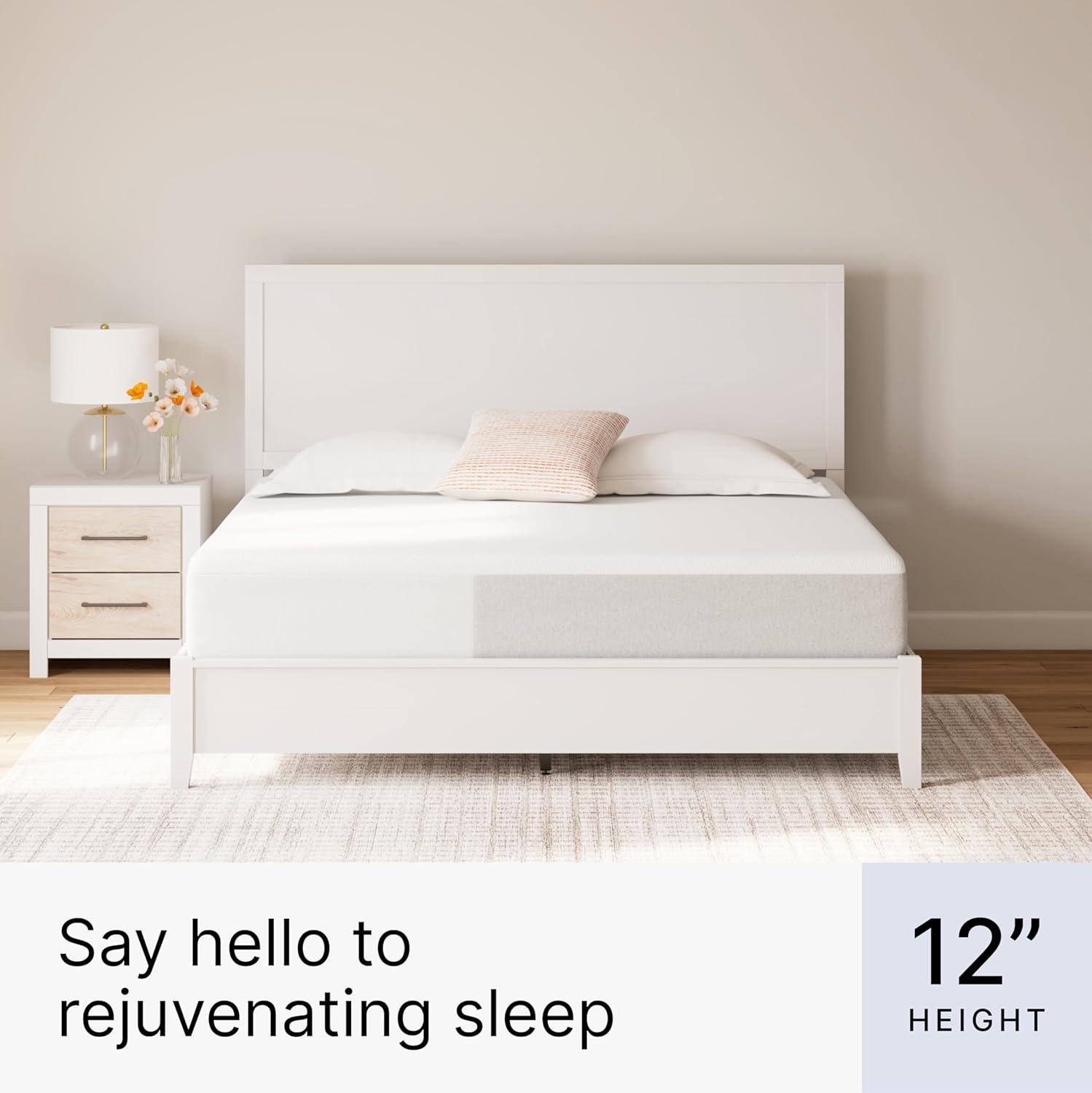 imageSignature Design by Ashley Full Size Chime 8 Inch Medium Firm Gel Memory Foam Mattress with Green Tea ampamp Charcoal Extract Fiberglass Free Mattress In A BoxFull