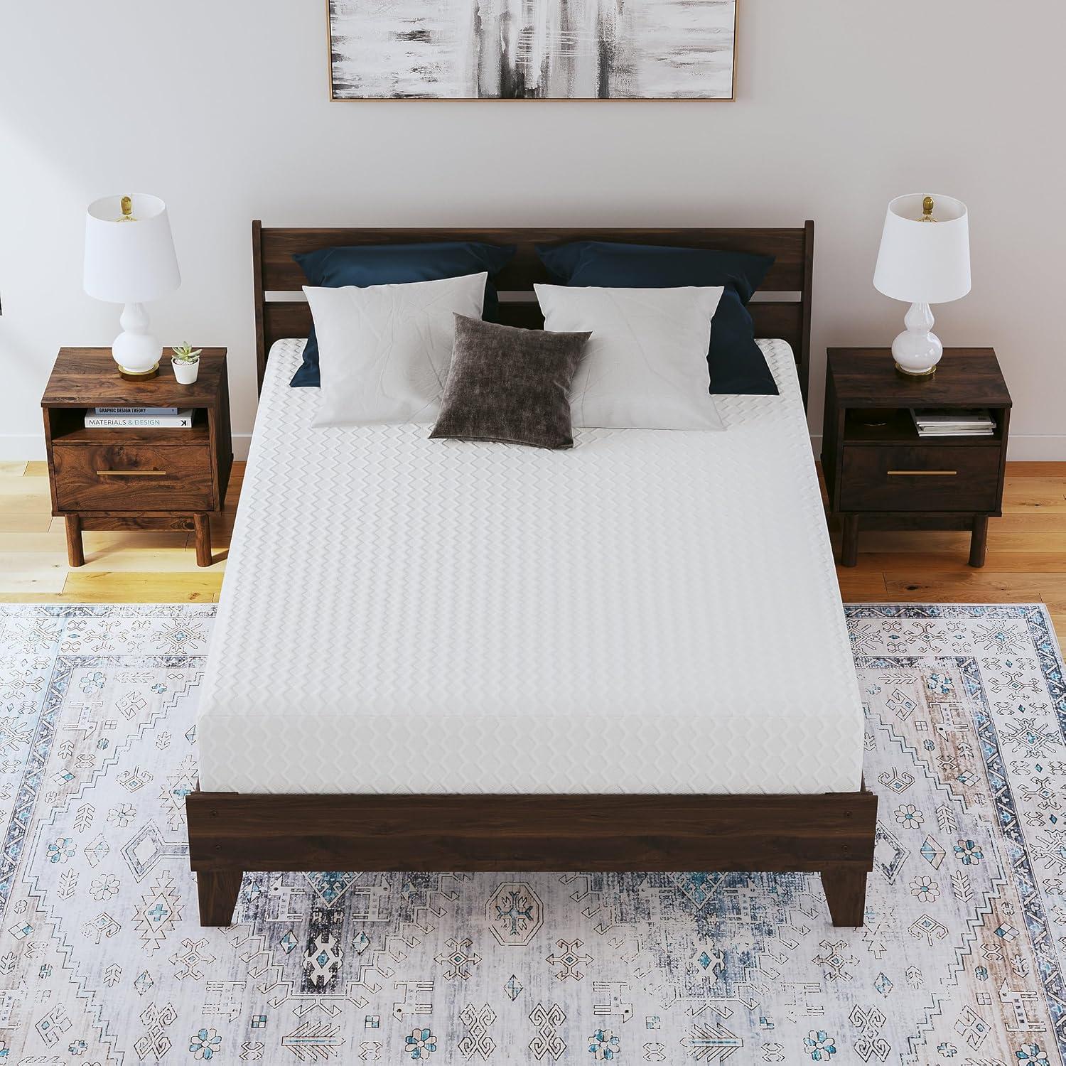 imageSignature Design by Ashley Full Size Chime 8 Inch Medium Firm Gel Memory Foam Mattress with Green Tea ampamp Charcoal Extract Fiberglass Free Mattress In A BoxCalifornia King