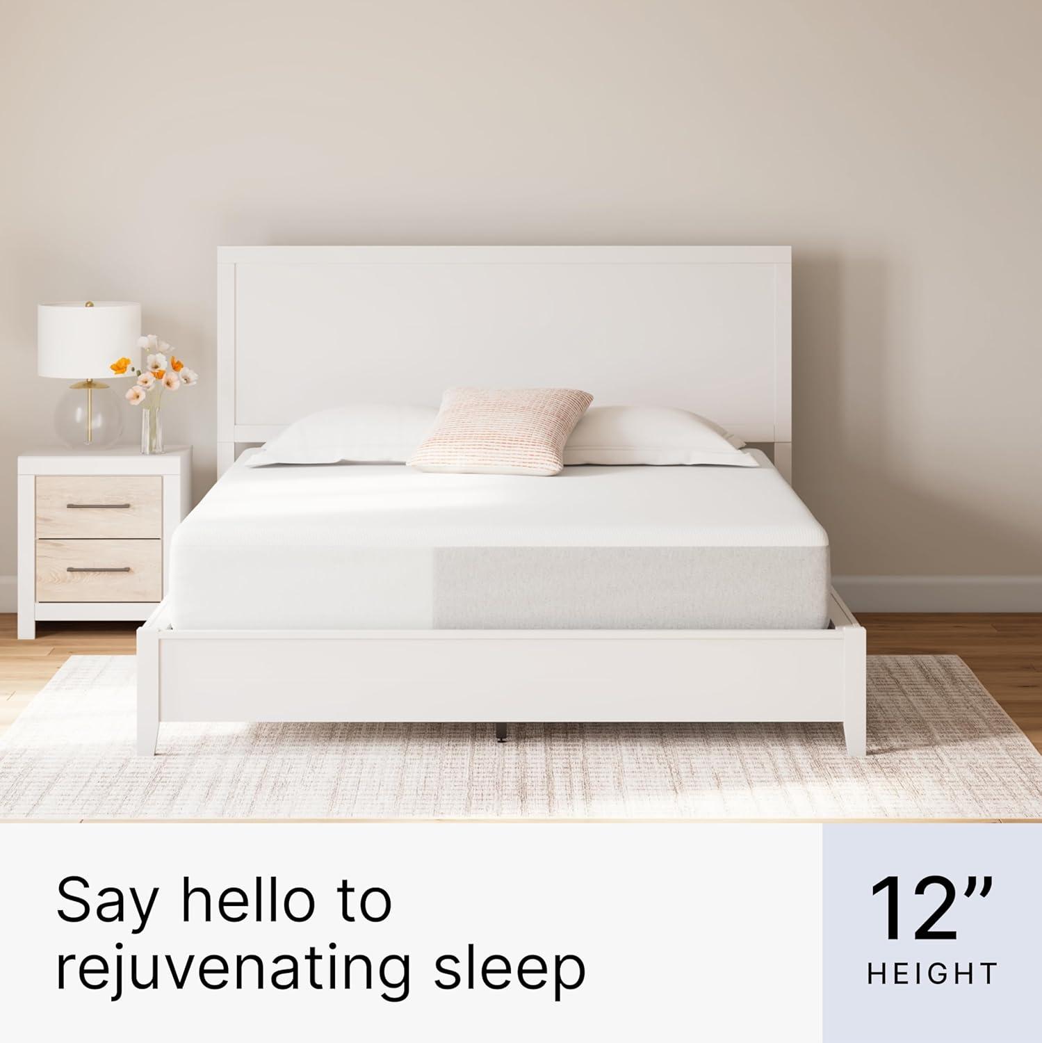 imageSignature Design by Ashley Full Size Chime 8 Inch Medium Firm Gel Memory Foam Mattress with Green Tea ampamp Charcoal Extract Fiberglass Free Mattress In A BoxCalifornia King