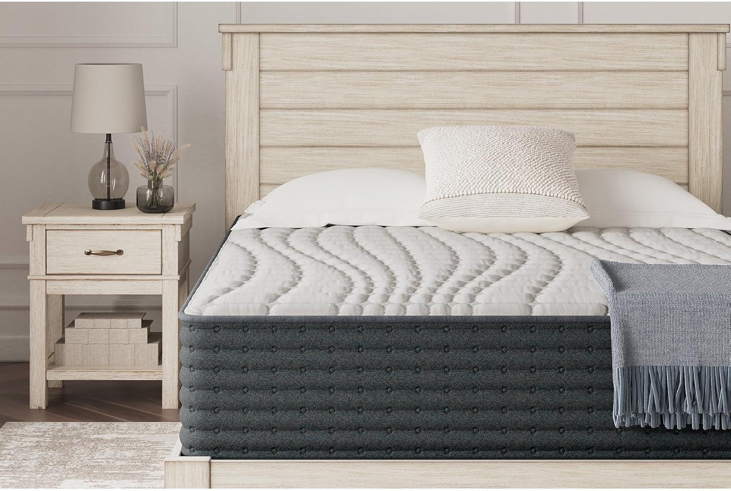 imageSignature Design by Ashley Full Size Chime 8 Inch Medium Firm Innerspring Mattress with Pressure Relief Quilt Foam Fiberglass Free Mattress In A BoxCalifornia King