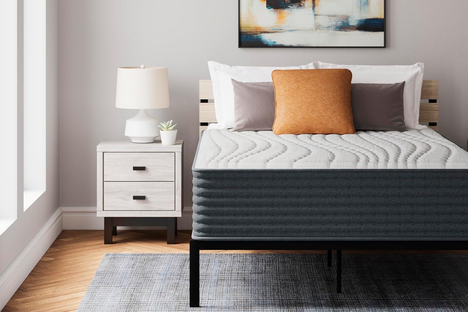 imageSignature Design by Ashley Full Size Chime 8 Inch Medium Firm Innerspring Mattress with Pressure Relief Quilt Foam Fiberglass Free Mattress In A BoxCalifornia King