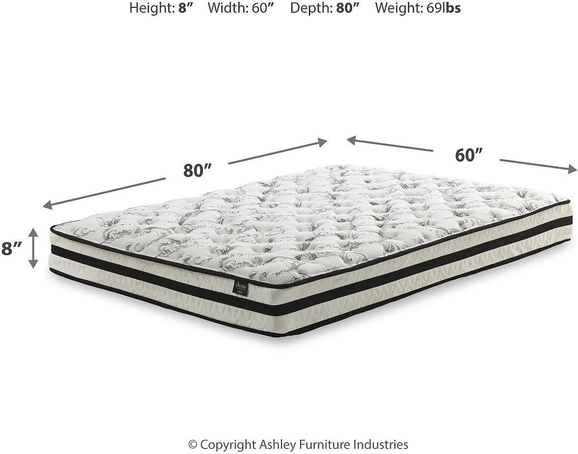 imageSignature Design by Ashley Full Size Chime 8 Inch Medium Firm Innerspring Mattress with Pressure Relief Quilt Foam Fiberglass Free Mattress In A BoxQueen