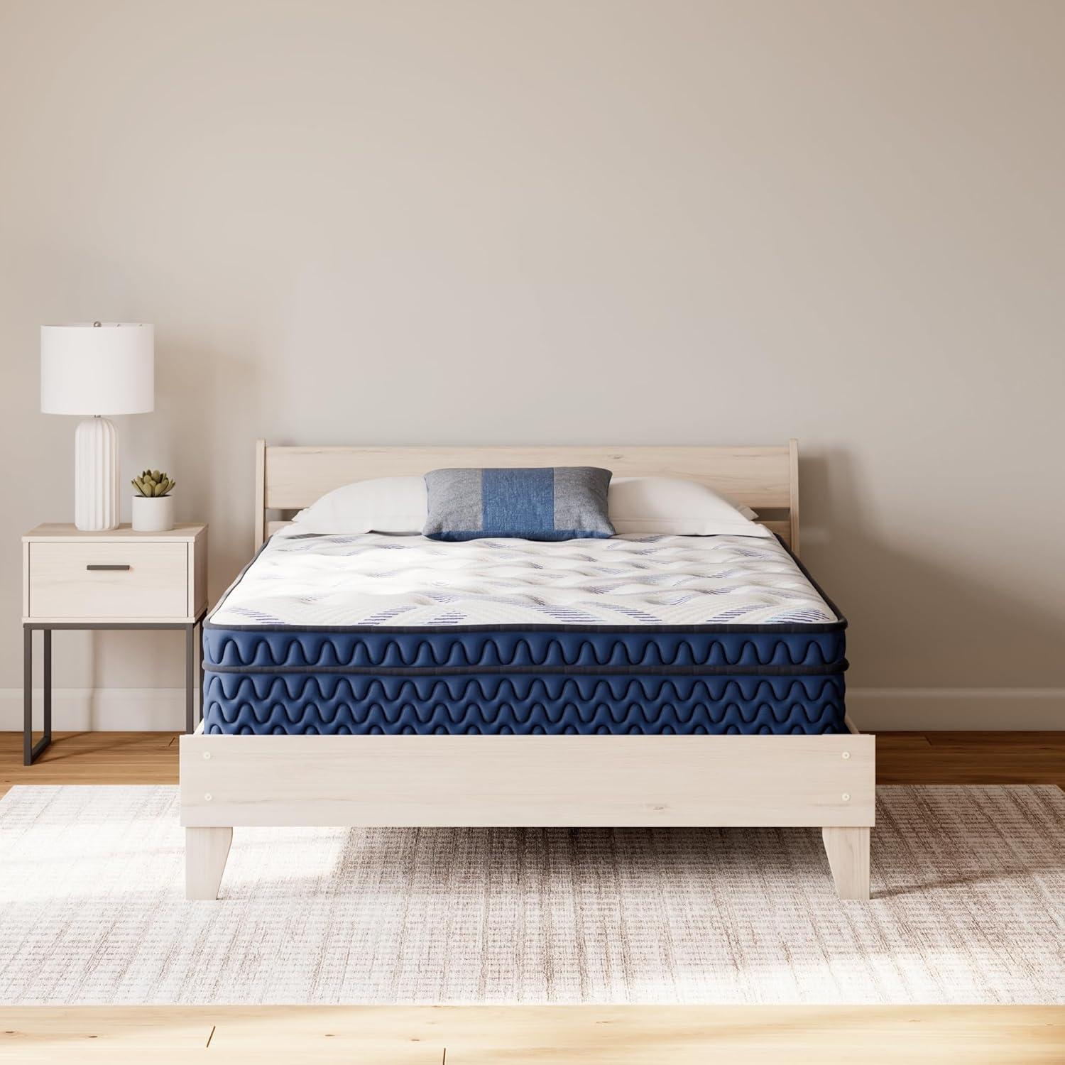 imageSignature Design by Ashley Full Size Chime 8 Inch Medium Firm Innerspring Mattress with Pressure Relief Quilt Foam Fiberglass Free Mattress In A BoxQueen