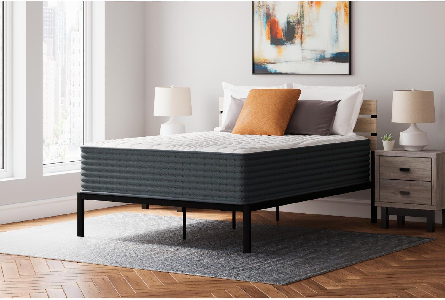 imageSignature Design by Ashley Full Size Chime 8 Inch Medium Firm Innerspring Mattress with Pressure Relief Quilt Foam Fiberglass Free Mattress In A BoxQueen
