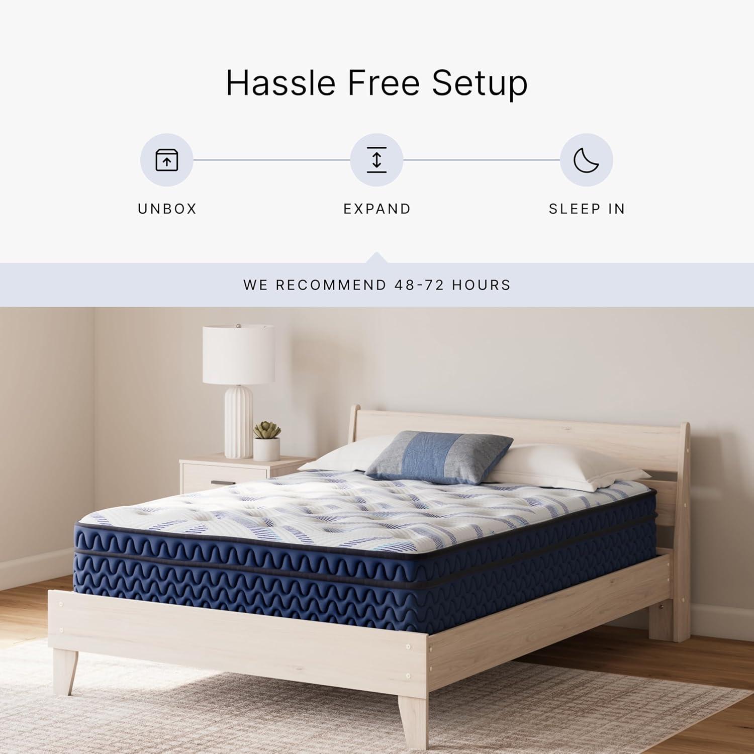 imageSignature Design by Ashley Full Size Chime 8 Inch Medium Firm Innerspring Mattress with Pressure Relief Quilt Foam Fiberglass Free Mattress In A BoxQueen