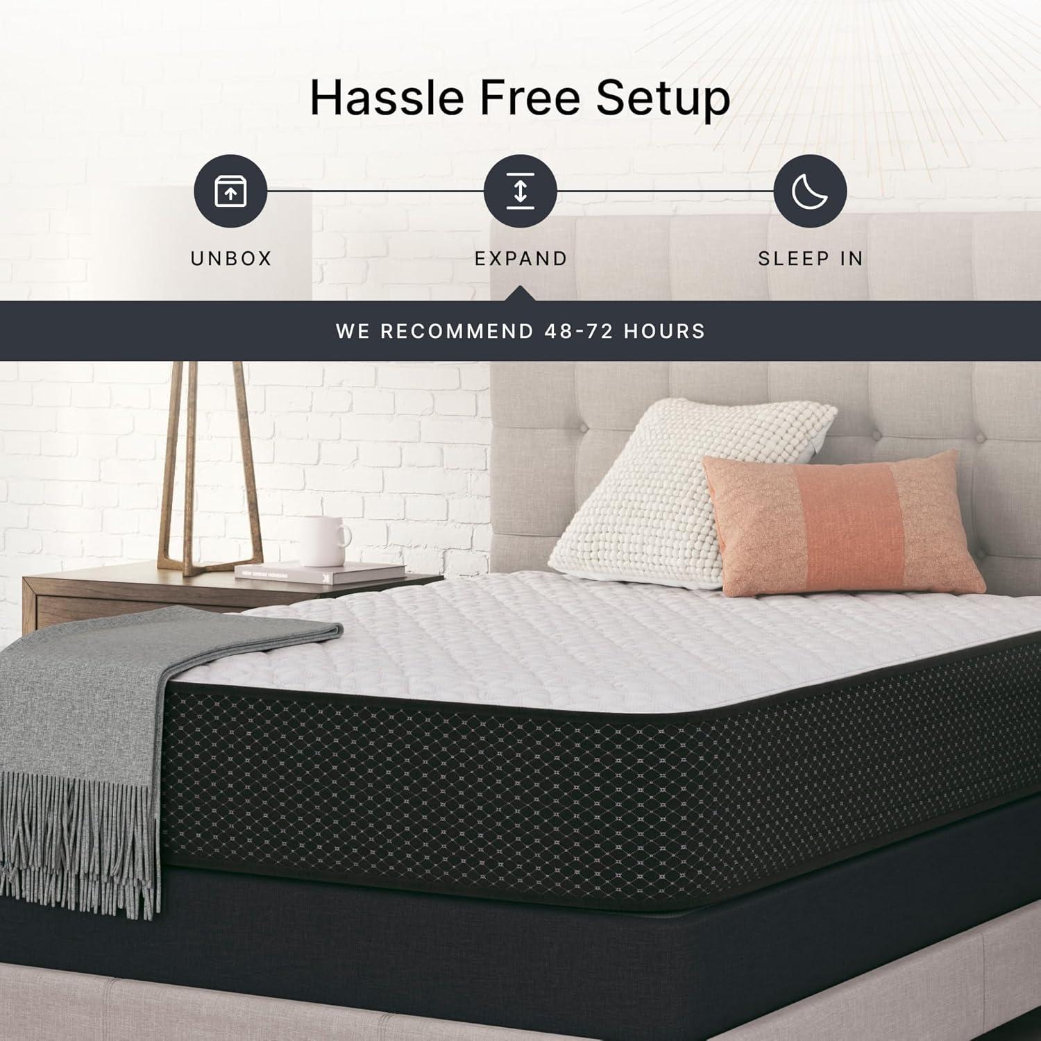 imageSignature Design by Ashley Full Size Chime 8 Inch Medium Firm Innerspring Mattress with Pressure Relief Quilt Foam Fiberglass Free Mattress In A BoxQueen