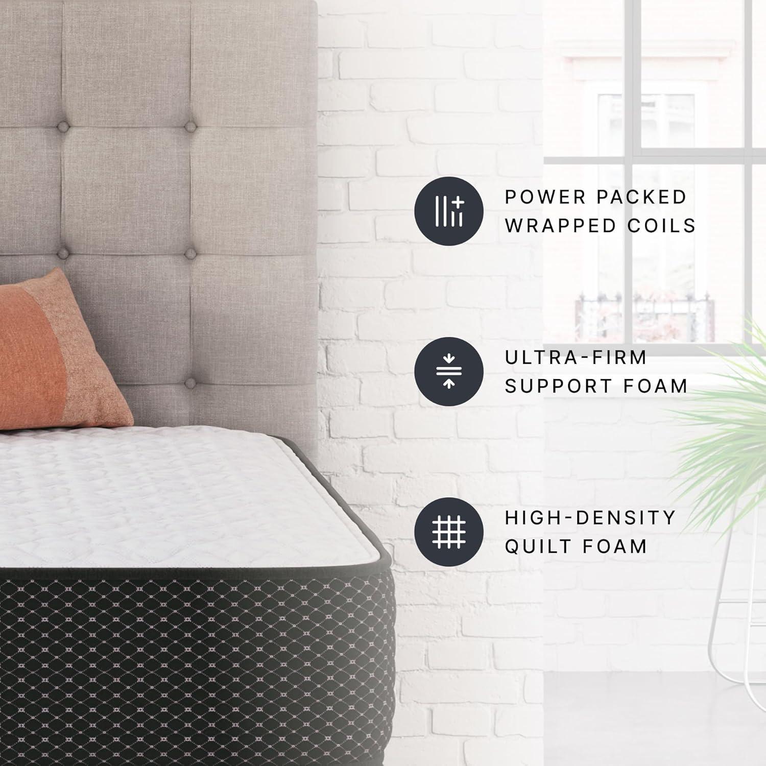 imageSignature Design by Ashley Full Size Chime 8 Inch Medium Firm Innerspring Mattress with Pressure Relief Quilt Foam Fiberglass Free Mattress In A BoxQueen