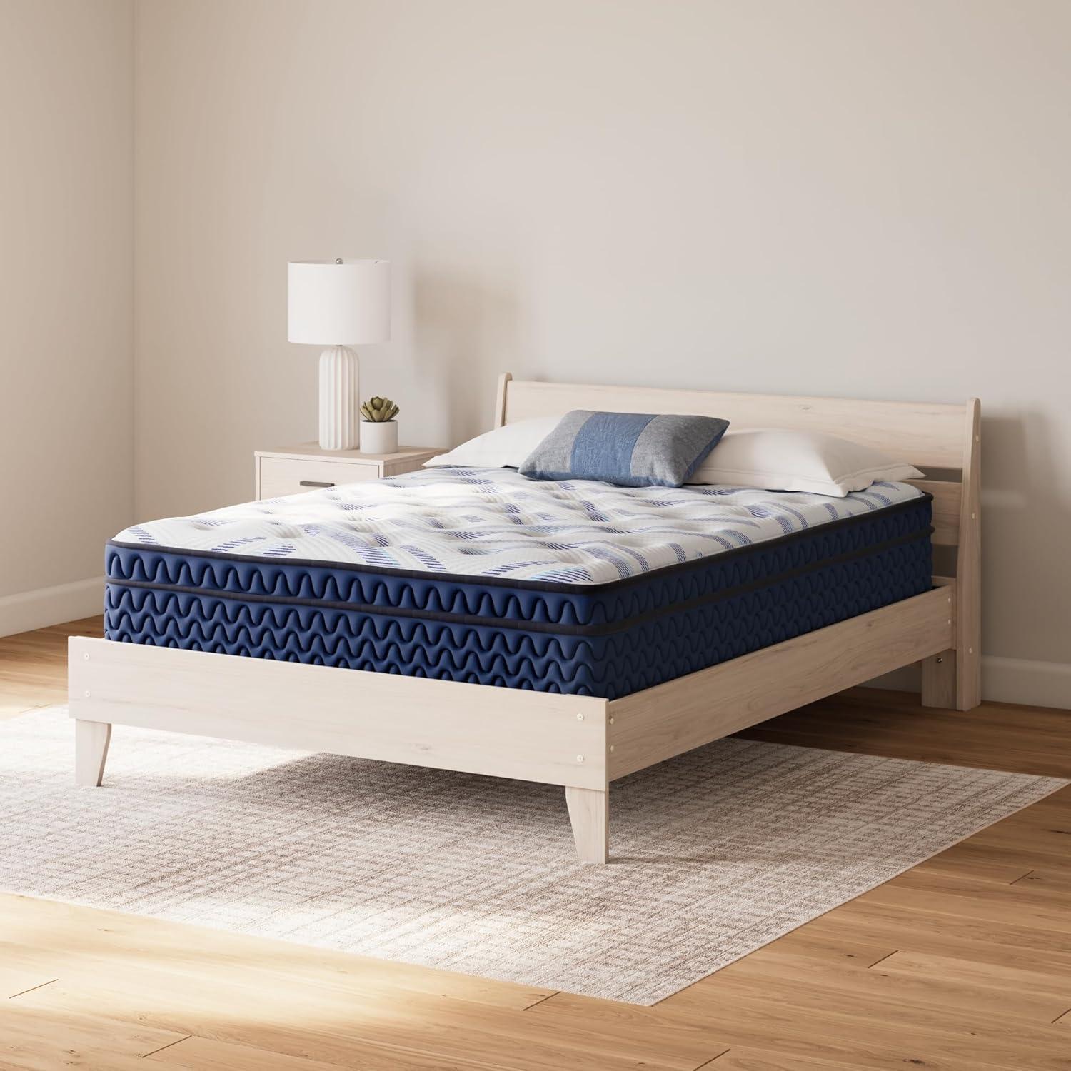 imageSignature Design by Ashley Full Size Chime 8 Inch Medium Firm Innerspring Mattress with Pressure Relief Quilt Foam Fiberglass Free Mattress In A BoxQueen