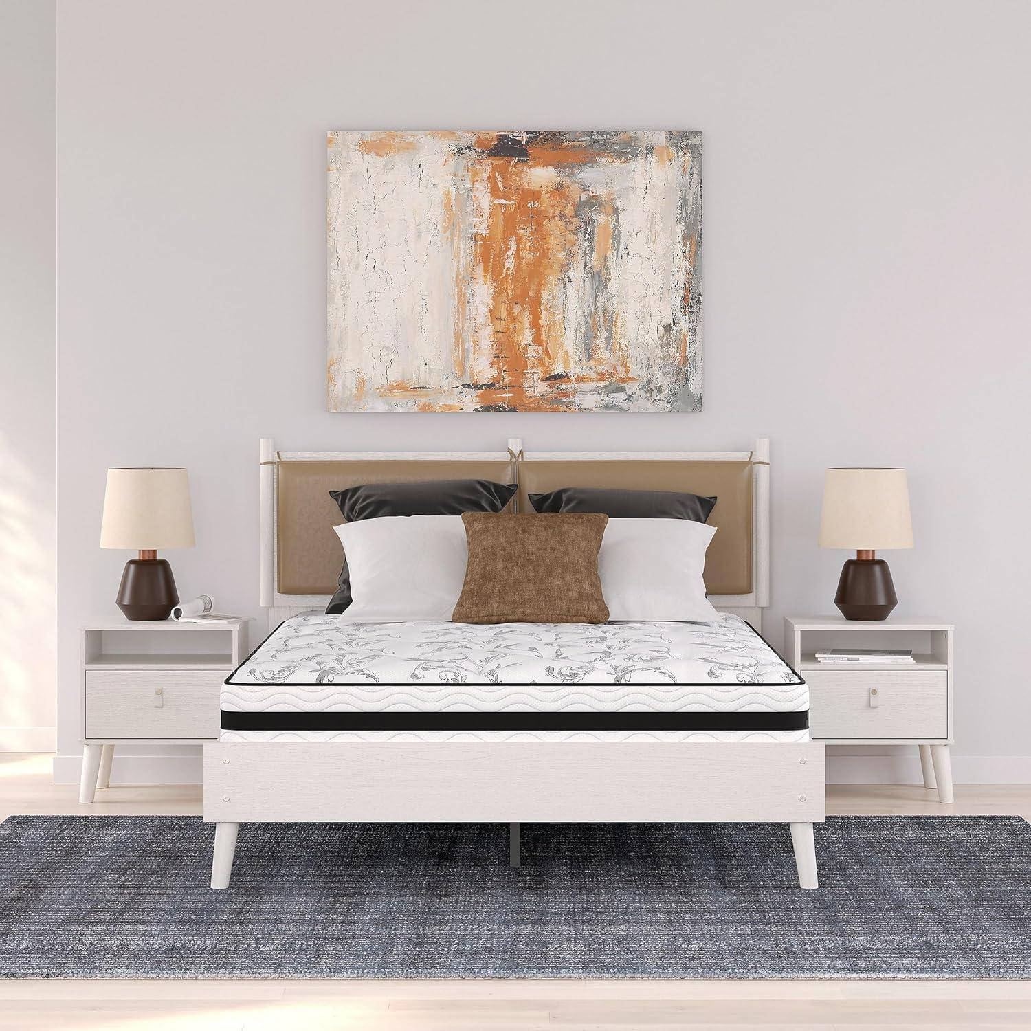 imageSignature Design by Ashley Full Size Chime 8 Inch Medium Firm Innerspring Mattress with Pressure Relief Quilt Foam Fiberglass Free Mattress In A BoxQueen
