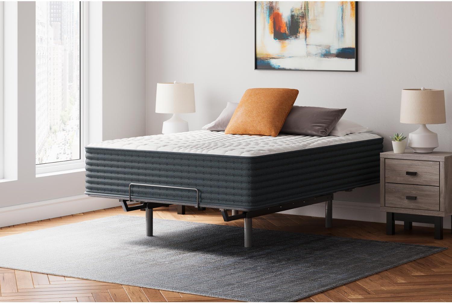 imageSignature Design by Ashley Full Size Chime 8 Inch Medium Firm Innerspring Mattress with Pressure Relief Quilt Foam Fiberglass Free Mattress In A BoxQueen