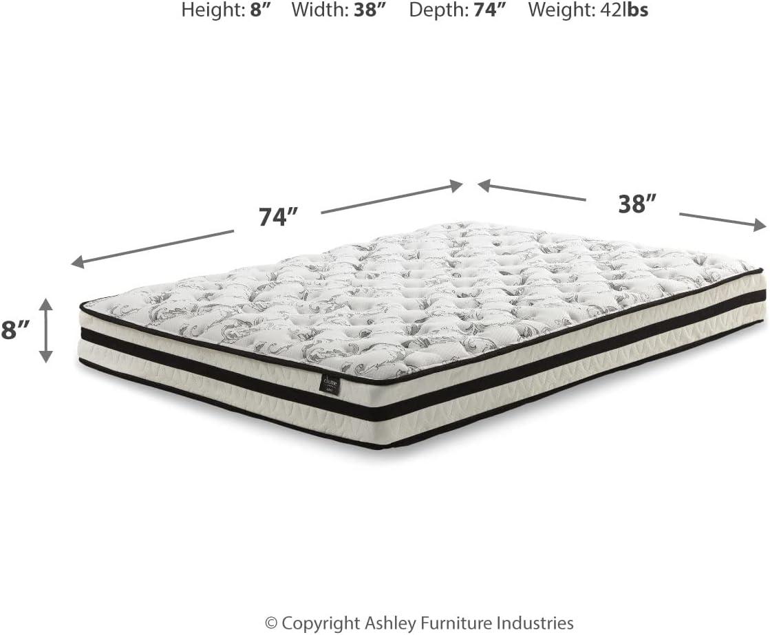 imageSignature Design by Ashley Full Size Chime 8 Inch Medium Firm Innerspring Mattress with Pressure Relief Quilt Foam Fiberglass Free Mattress In A BoxTwin