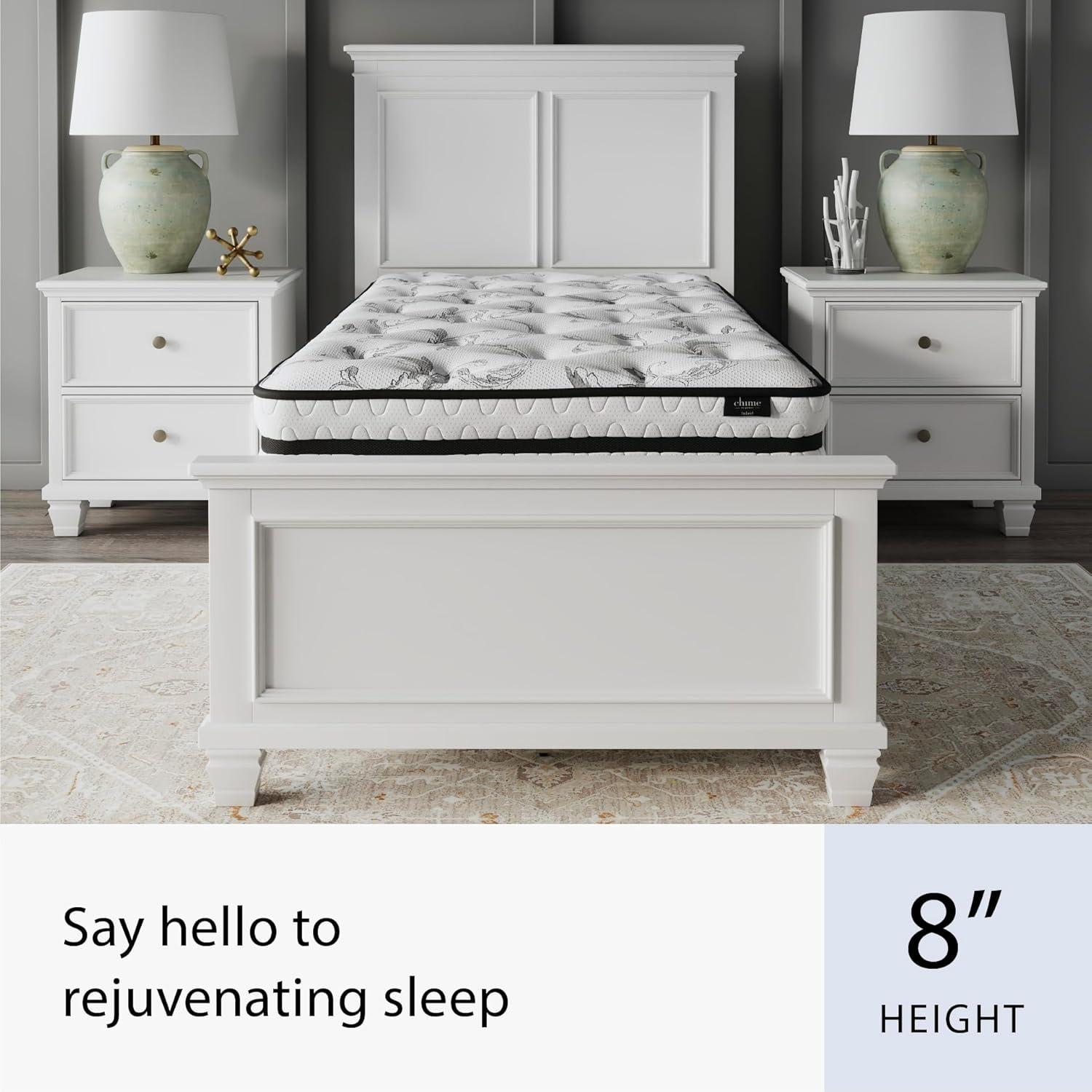 imageSignature Design by Ashley Full Size Chime 8 Inch Medium Firm Innerspring Mattress with Pressure Relief Quilt Foam Fiberglass Free Mattress In A BoxTwin