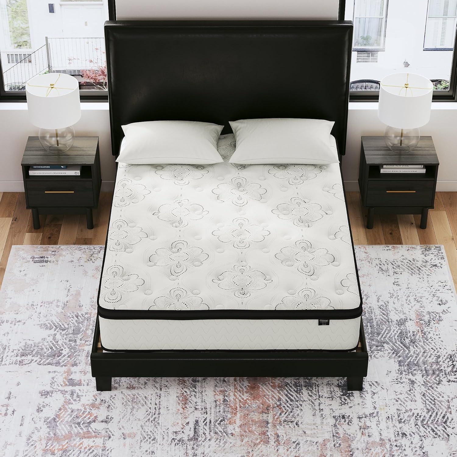 imageSignature Design by Ashley Full Size Chime 8 Inch Medium Firm Innerspring Mattress with Pressure Relief Quilt Foam Fiberglass Free Mattress In A BoxTwin