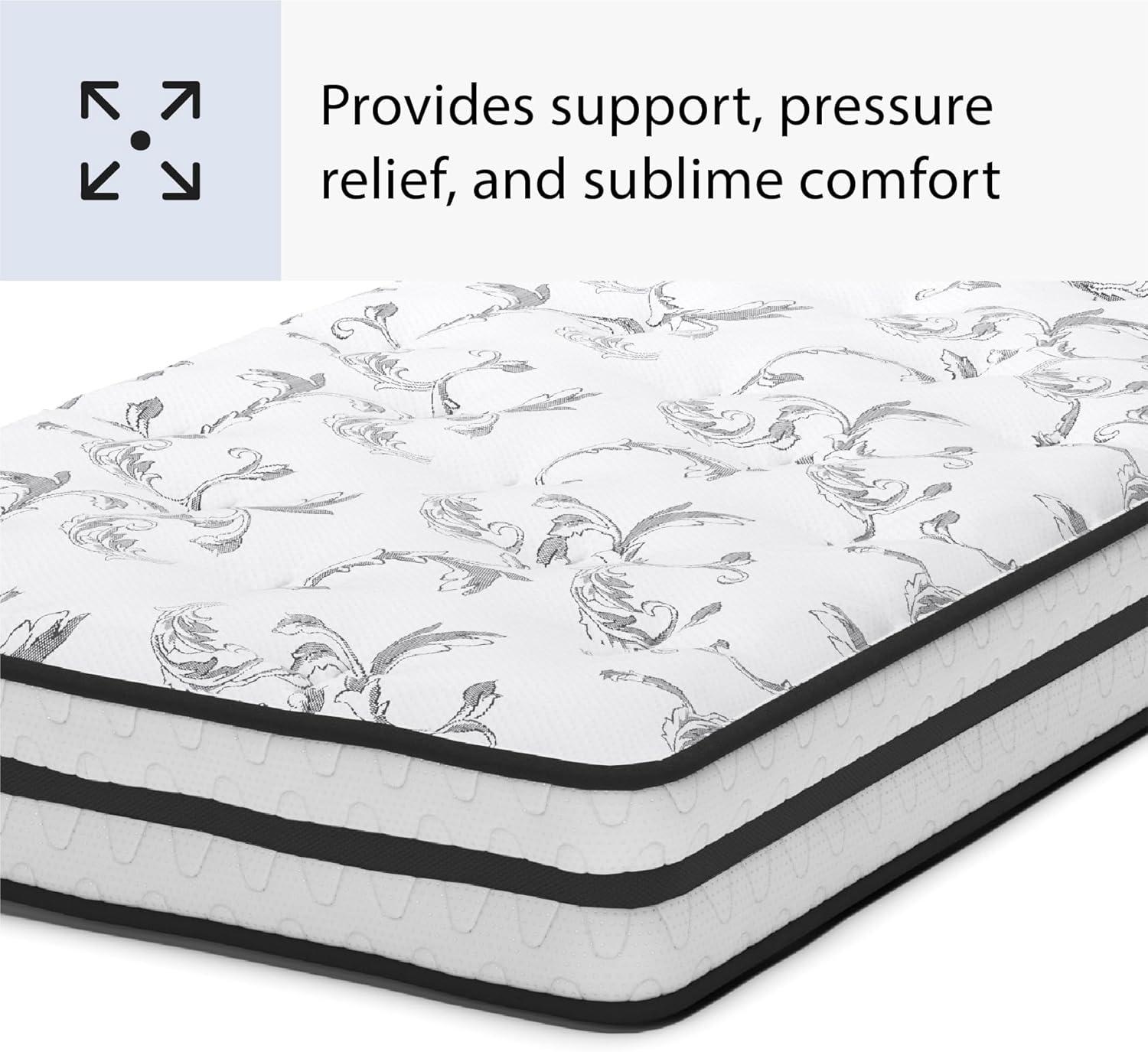 imageSignature Design by Ashley Full Size Chime 8 Inch Medium Firm Innerspring Mattress with Pressure Relief Quilt Foam Fiberglass Free Mattress In A BoxTwin