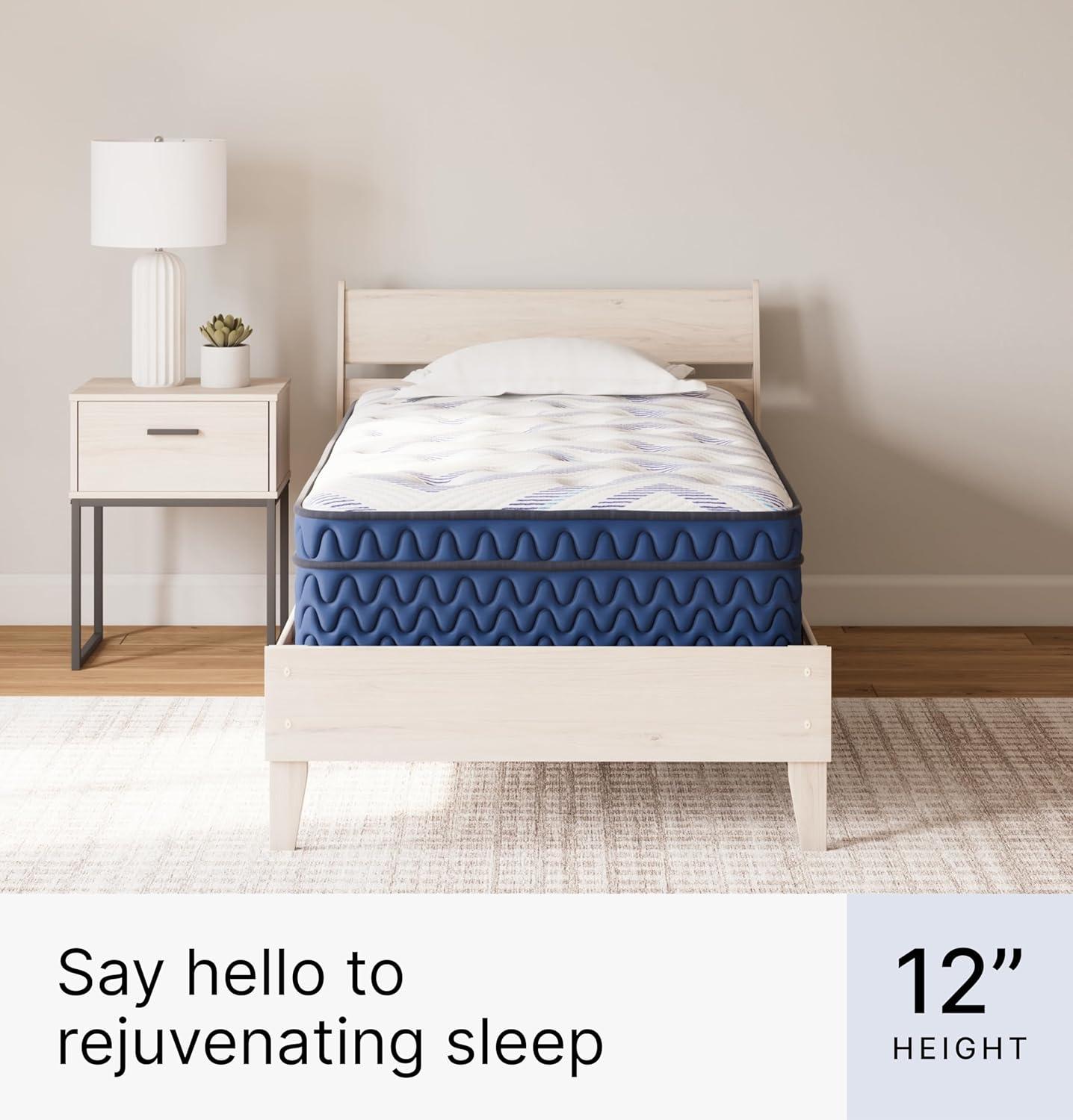 imageSignature Design by Ashley Full Size Chime 8 Inch Medium Firm Innerspring Mattress with Pressure Relief Quilt Foam Fiberglass Free Mattress In A BoxTwin