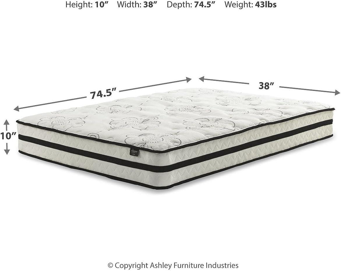imageSignature Design by Ashley Full Size Chime 8 Inch Medium Firm Innerspring Mattress with Pressure Relief Quilt Foam Fiberglass Free Mattress In A BoxTwin