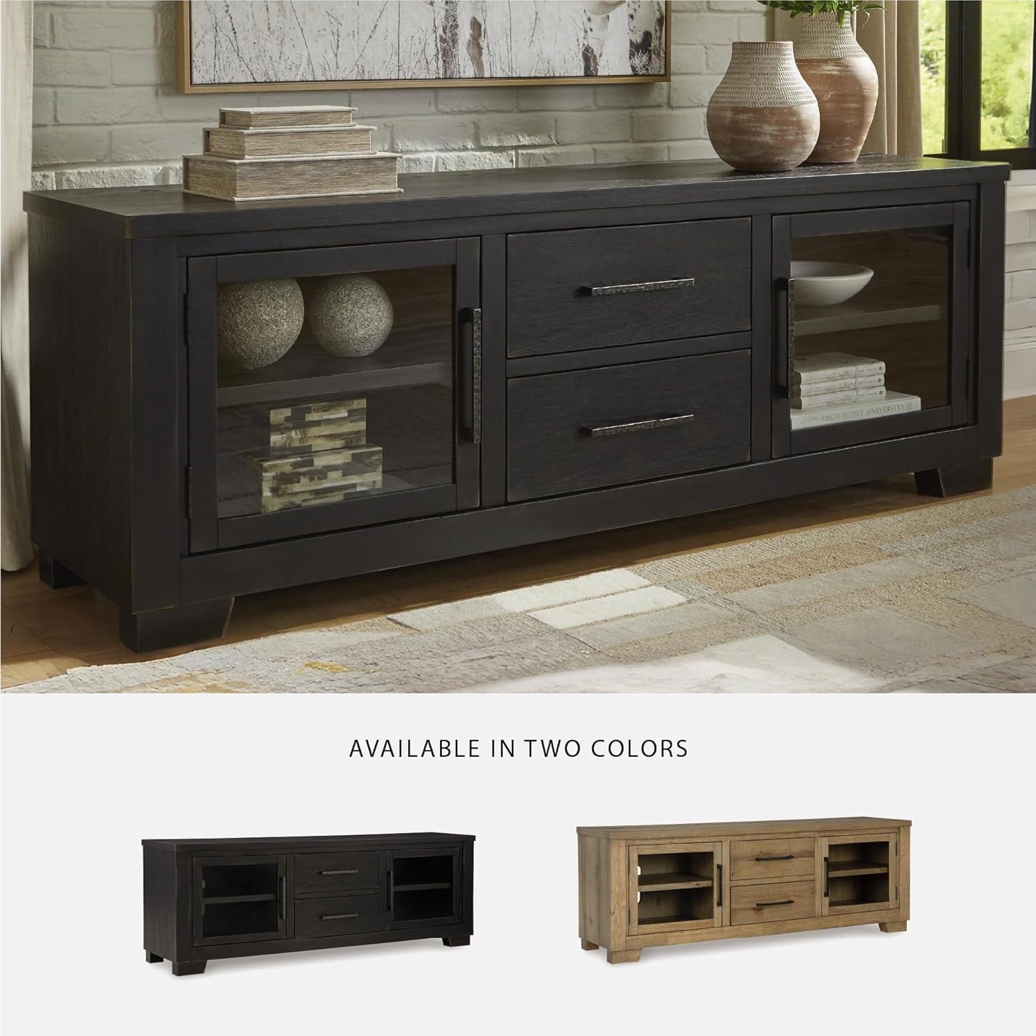 imageSignature Design by Ashley Galliden Urban 2Drawer 80quot TV Stand for TVs up to 91quot with Adjustable Shelves Cabinets Cord Openings BlackBlack