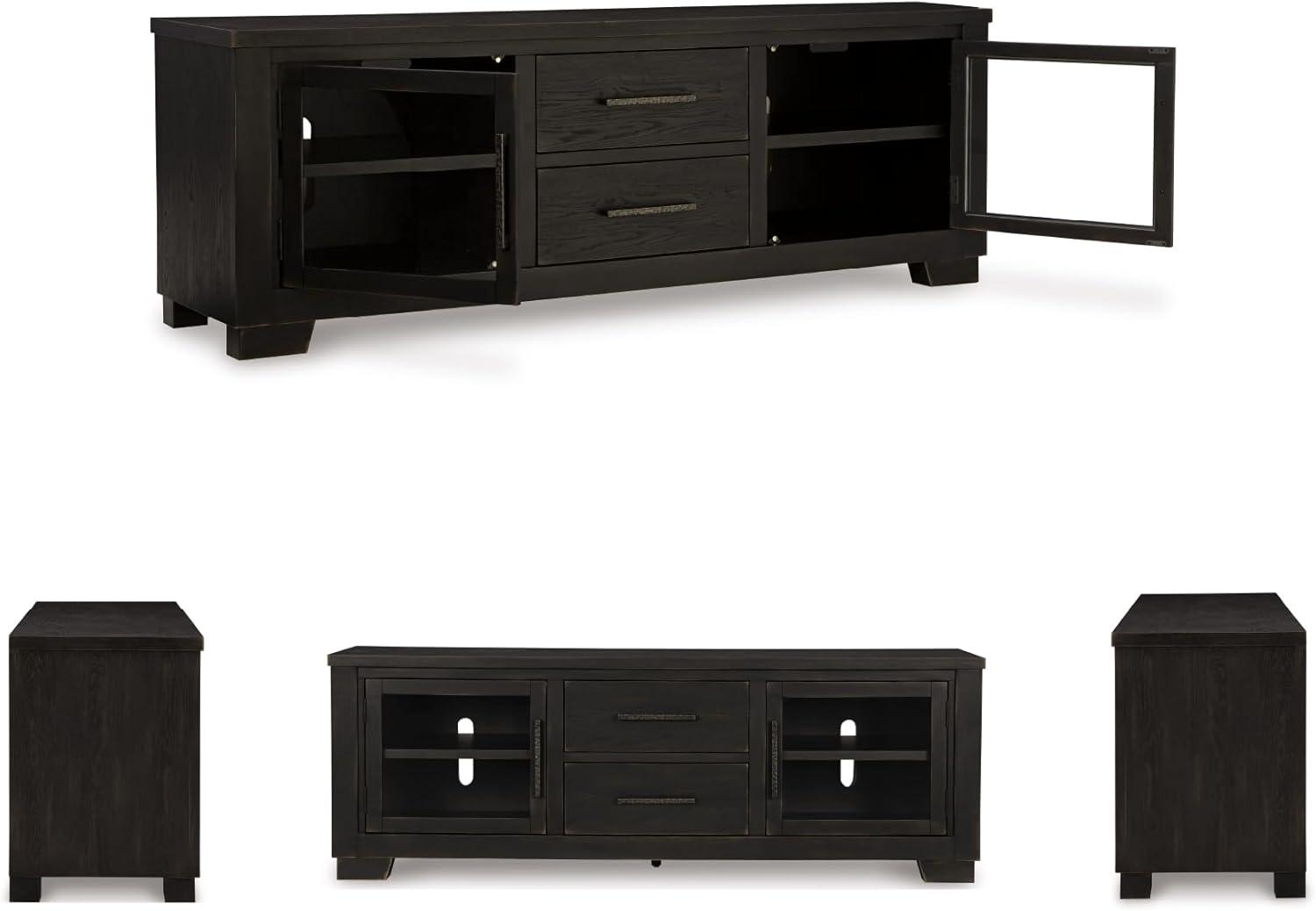 imageSignature Design by Ashley Galliden Urban 2Drawer 80quot TV Stand for TVs up to 91quot with Adjustable Shelves Cabinets Cord Openings BlackBlack