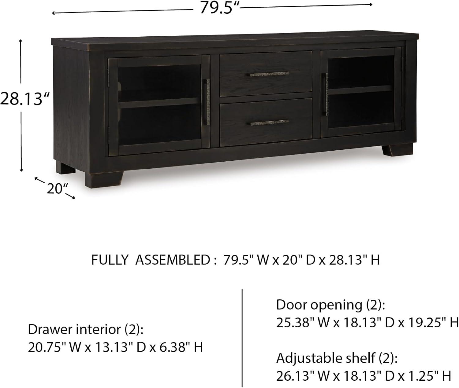 imageSignature Design by Ashley Galliden Urban 2Drawer 80quot TV Stand for TVs up to 91quot with Adjustable Shelves Cabinets Cord Openings BlackBlack