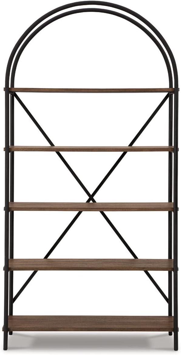 imageSignature Design by Ashley Galtbury Mixed Media Modern 5 Shelf Bookcase Brown ampamp Black
