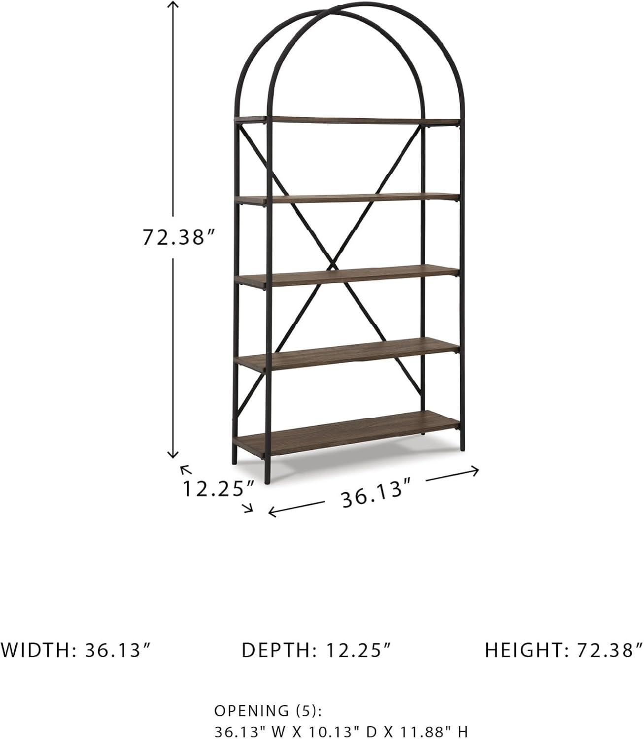 imageSignature Design by Ashley Galtbury Mixed Media Modern 5 Shelf Bookcase Brown ampamp Black