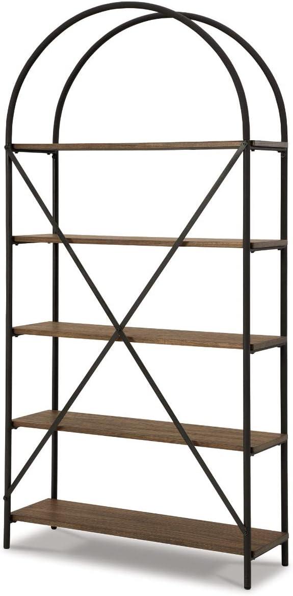 imageSignature Design by Ashley Galtbury Mixed Media Modern 5 Shelf Bookcase Brown ampamp Black