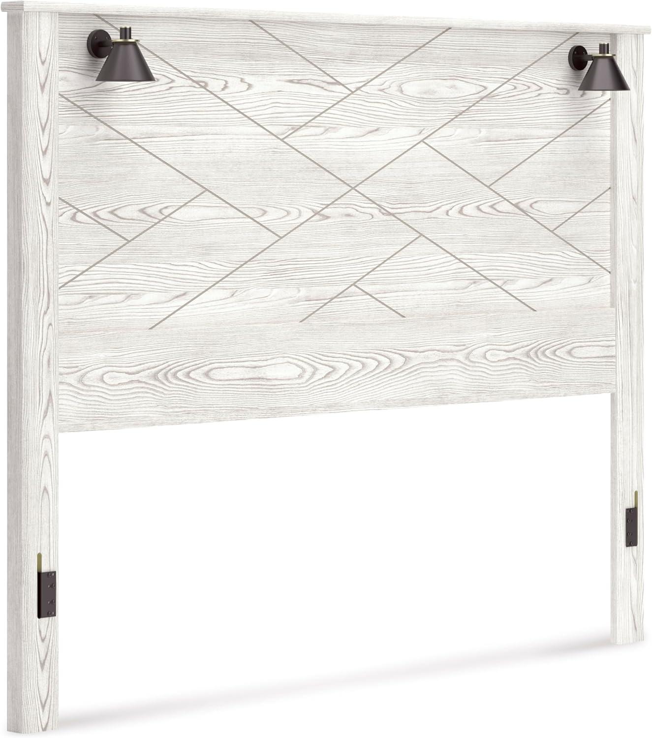 imageSignature Design by Ashley Gerridan Casual King Panel Bed with Sconce Lights and Metal Slats Foundation or Box Spring Needed WhiteWhiteBlack