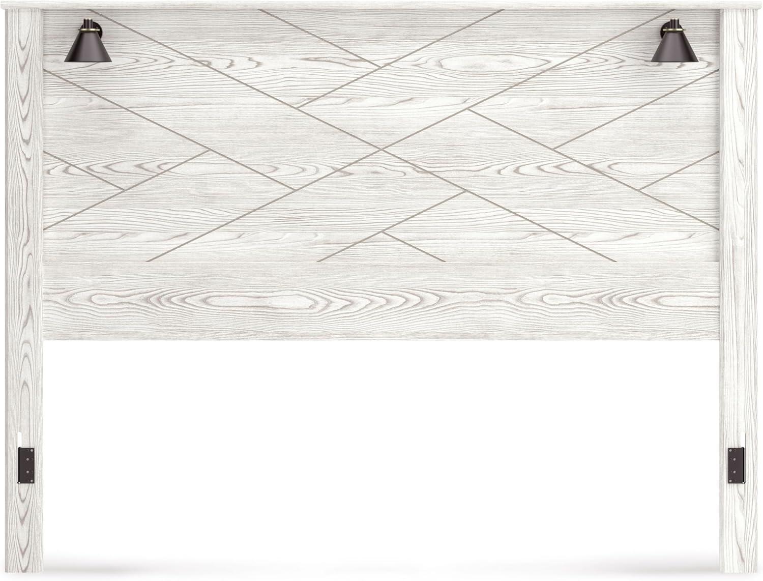 imageSignature Design by Ashley Gerridan Casual King Panel Bed with Sconce Lights and Metal Slats Foundation or Box Spring Needed WhiteWhiteBlack