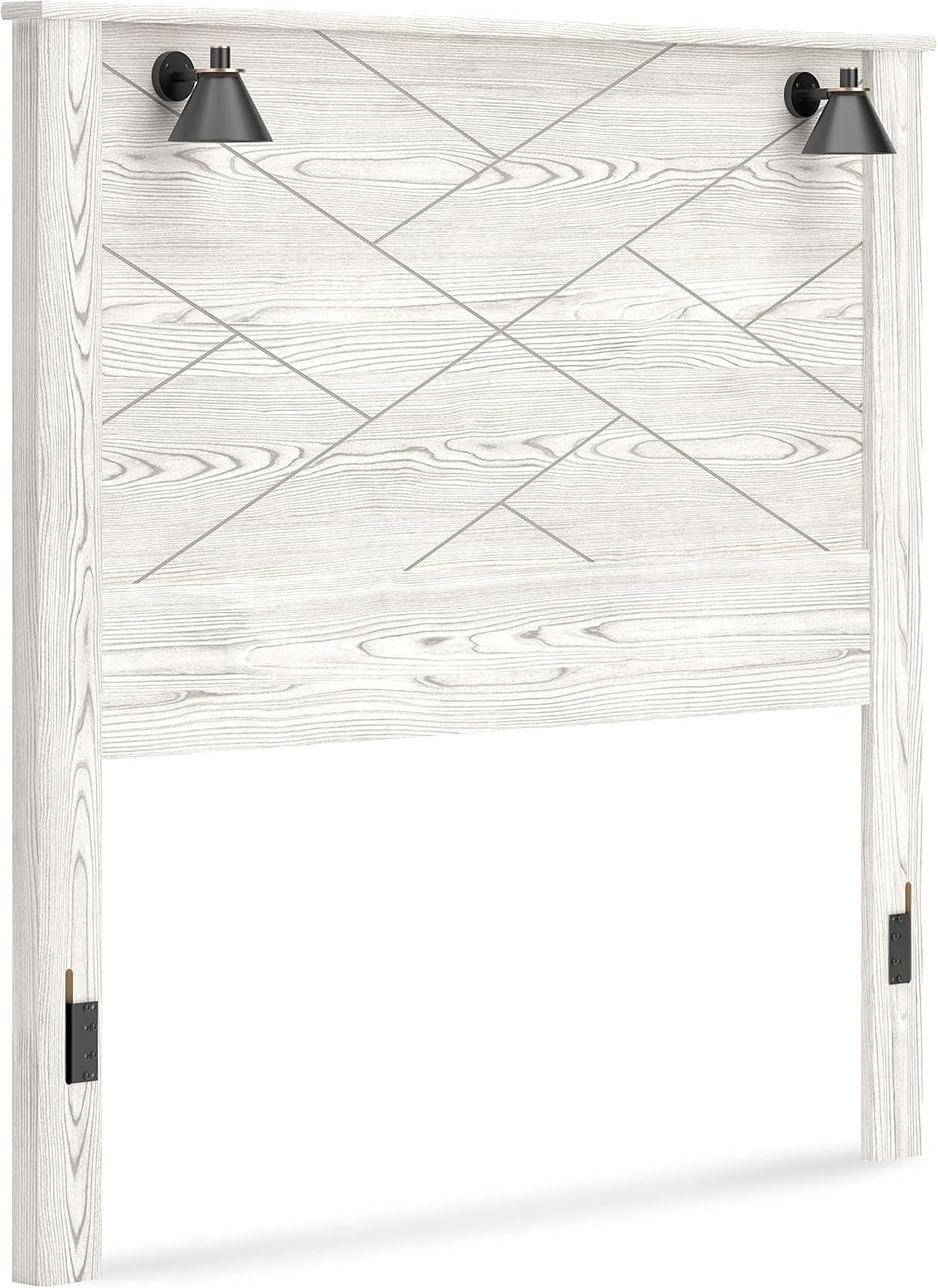 imageSignature Design by Ashley Gerridan Casual King Panel Bed with Sconce Lights and Metal Slats Foundation or Box Spring Needed WhiteWhiteBlack