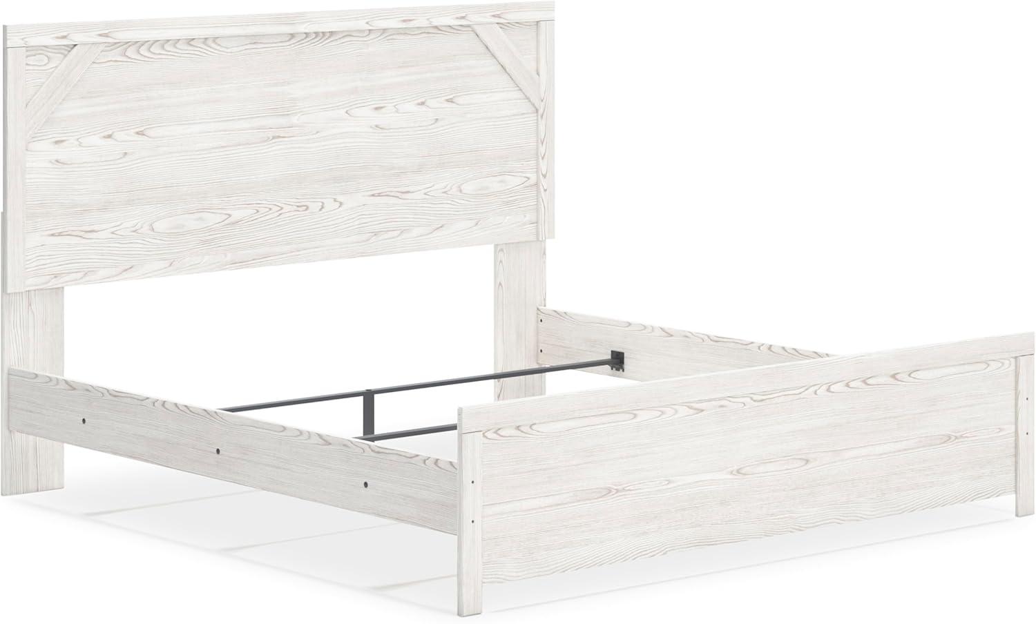 imageSignature Design by Ashley Gerridan Casual King Panel Bed with Sconce Lights and Metal Slats Foundation or Box Spring Needed WhiteWhiteGray