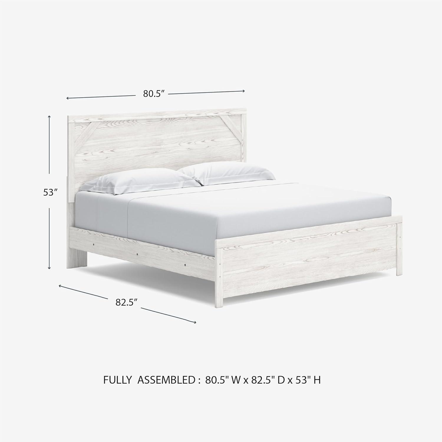imageSignature Design by Ashley Gerridan Casual King Panel Bed with Sconce Lights and Metal Slats Foundation or Box Spring Needed WhiteWhiteGray