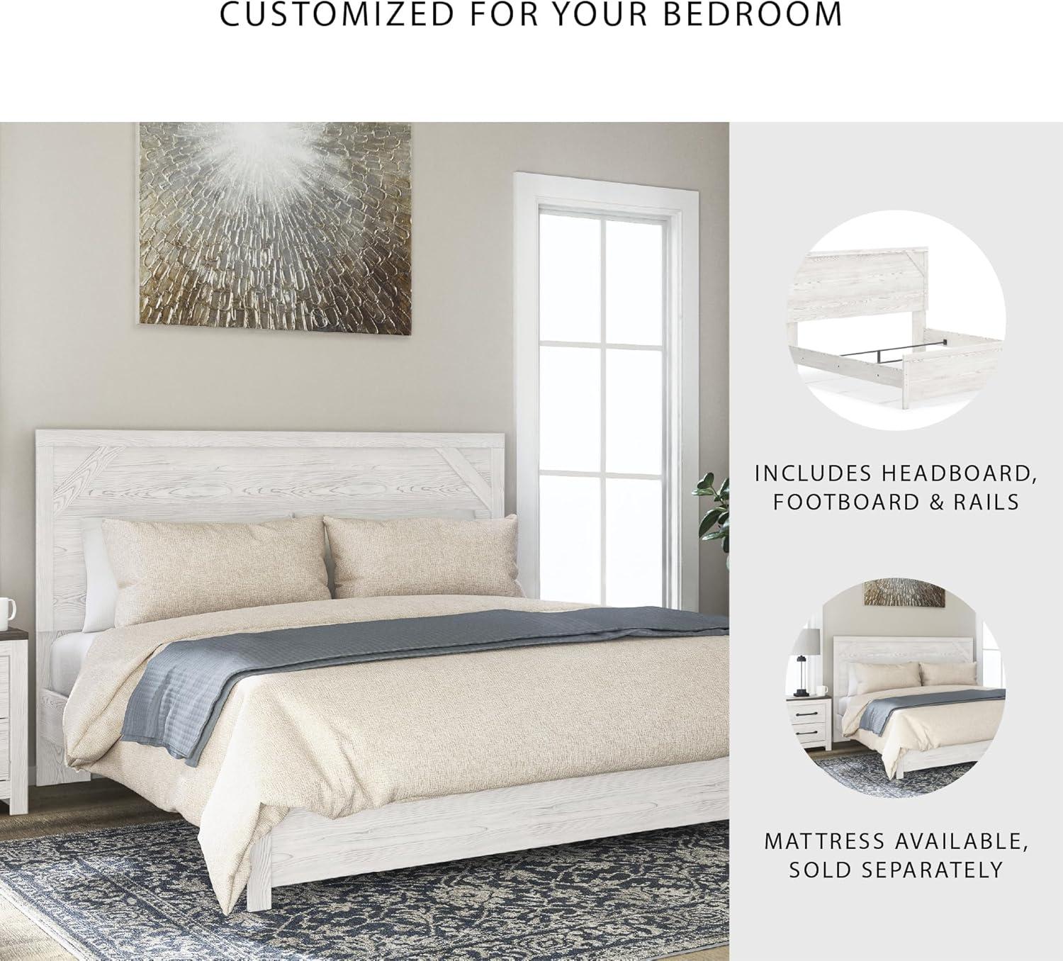 imageSignature Design by Ashley Gerridan Casual King Panel Bed with Sconce Lights and Metal Slats Foundation or Box Spring Needed WhiteWhiteGray