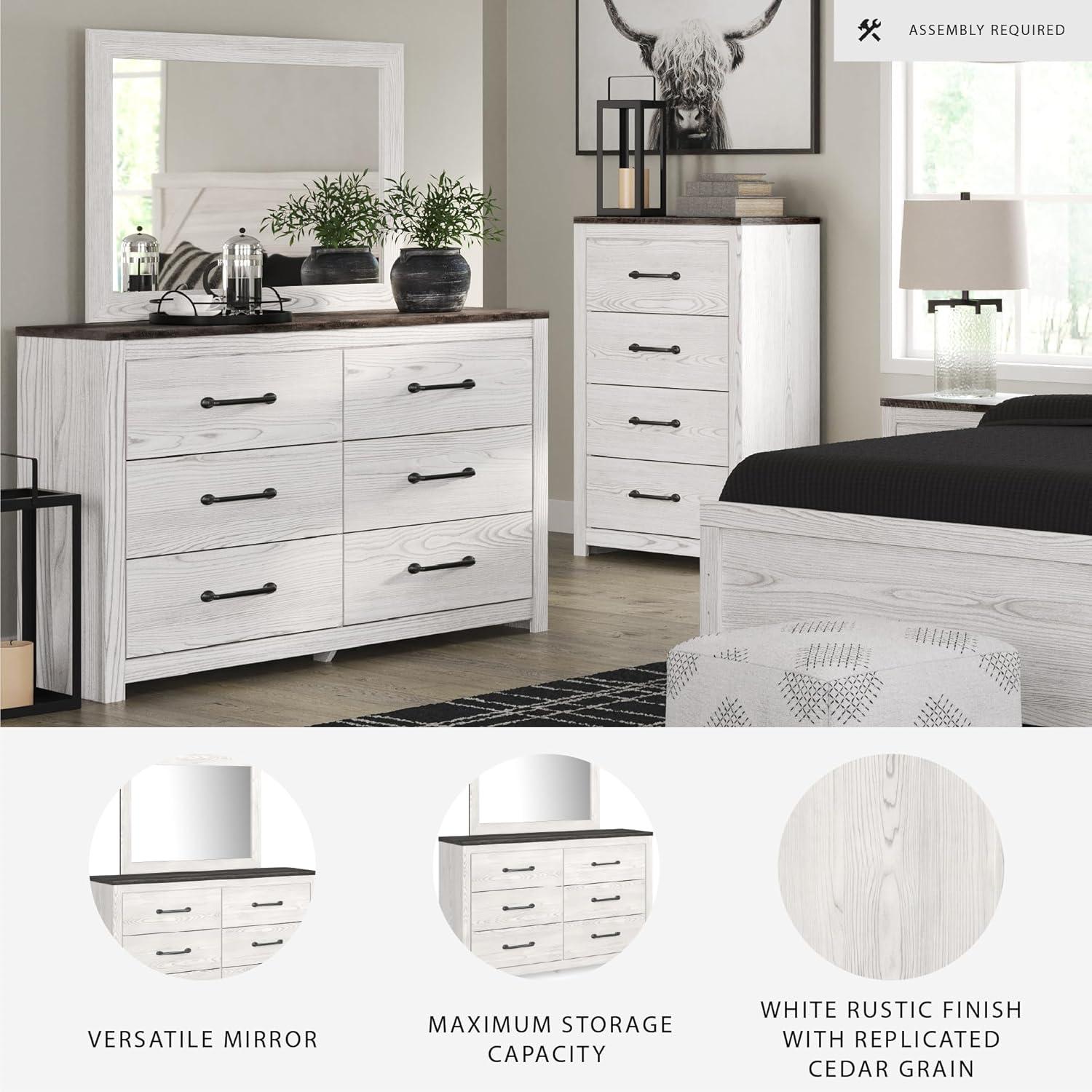imageSignature Design by Ashley Gerridan Casual King Panel Bed with Sconce Lights and Metal Slats Foundation or Box Spring Needed WhiteWhiteGray