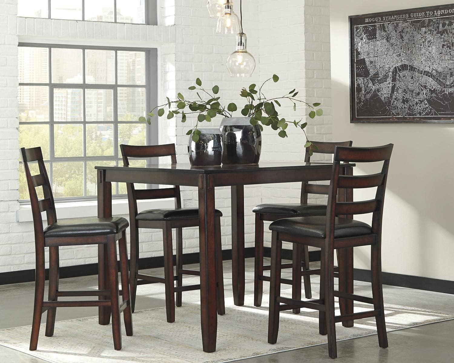 imageSignature Design by Ashley Gesthaven Casual Counter Height Dining Table and 4 Bar Stools Set of 5 Light Brown ampamp Dark BrownDark Brown