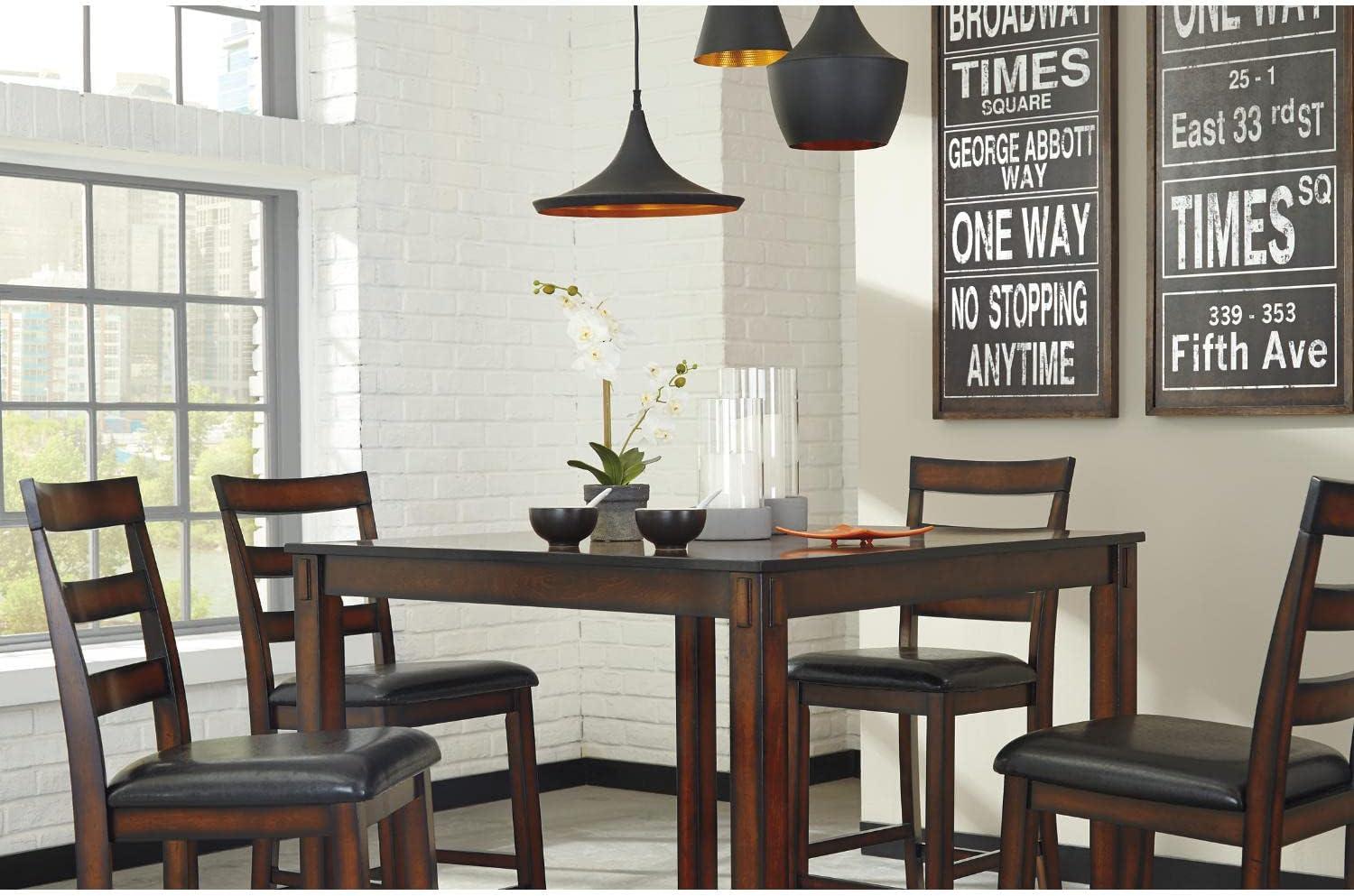 imageSignature Design by Ashley Gesthaven Casual Counter Height Dining Table and 4 Bar Stools Set of 5 Light Brown ampamp Dark BrownDark Brown