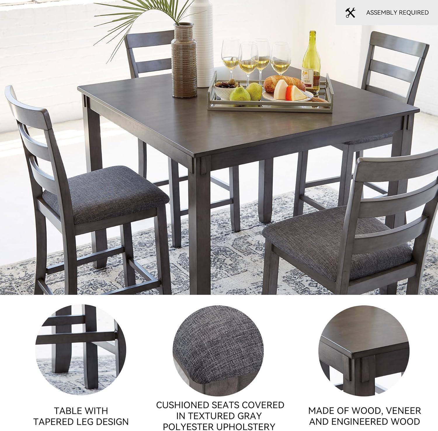 imageSignature Design by Ashley Gesthaven Casual Counter Height Dining Table and 4 Bar Stools Set of 5 Light Brown ampamp Dark BrownGrey