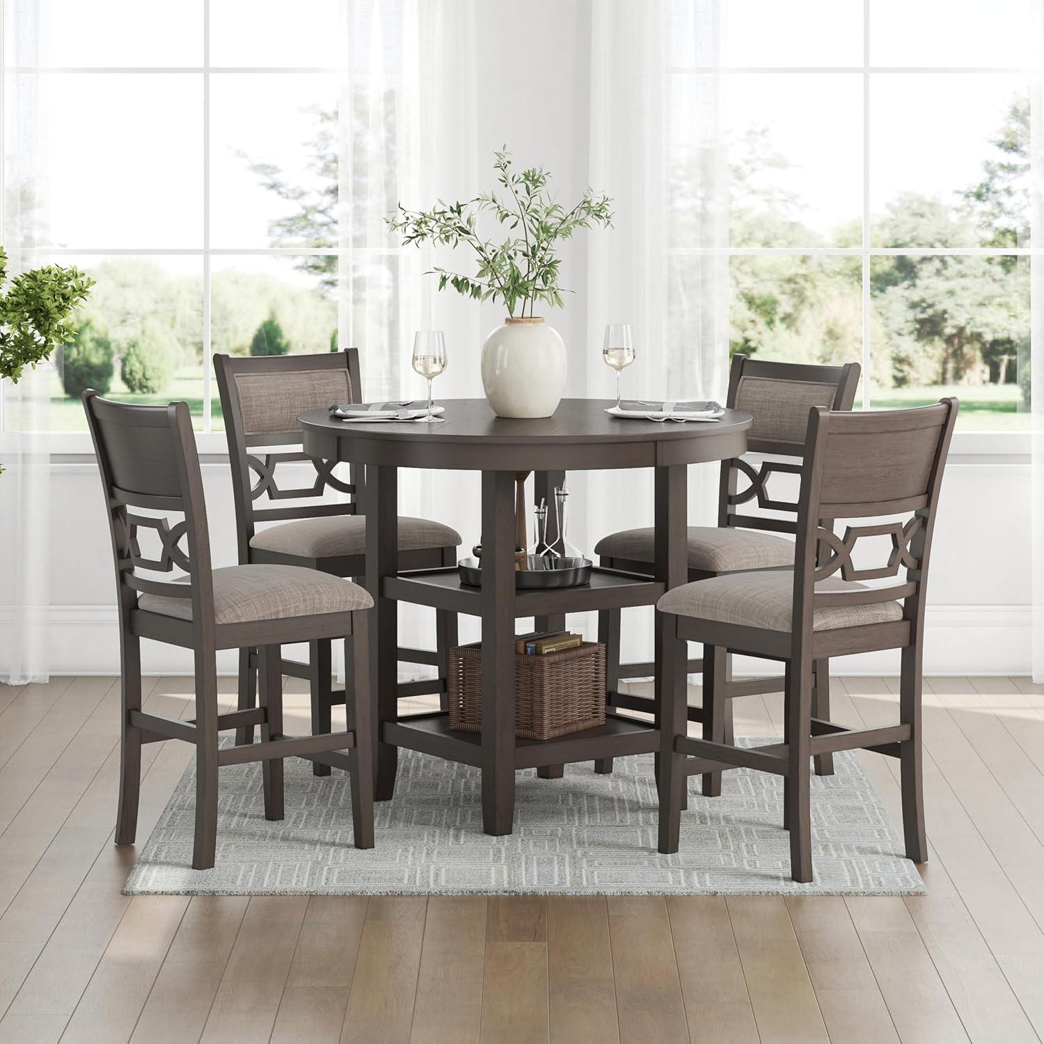 imageSignature Design by Ashley Gesthaven Casual Counter Height Dining Table and 4 Bar Stools Set of 5 Light Brown ampamp Dark BrownGrey