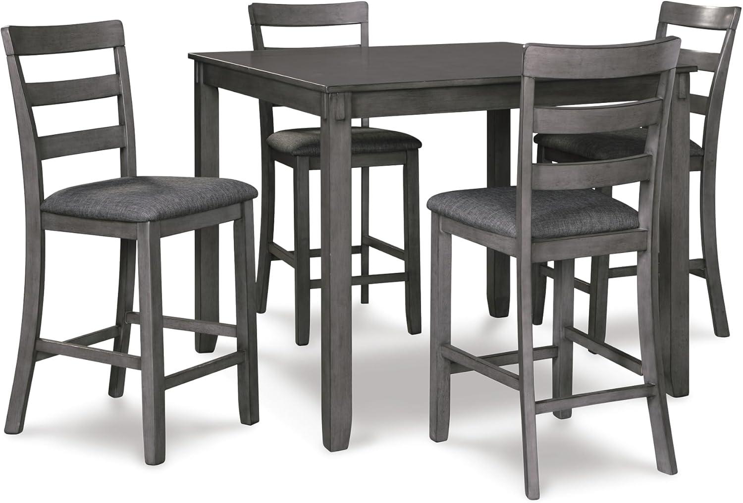 imageSignature Design by Ashley Gesthaven Casual Counter Height Dining Table and 4 Bar Stools Set of 5 Light Brown ampamp Dark BrownGrey