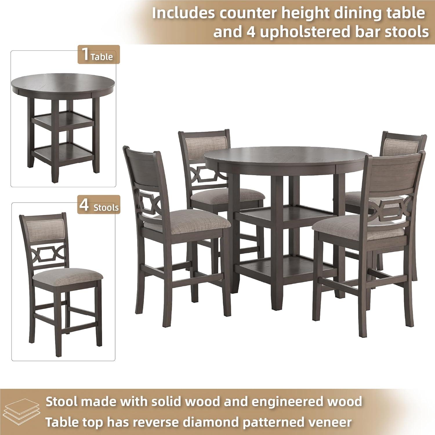 imageSignature Design by Ashley Gesthaven Casual Counter Height Dining Table and 4 Bar Stools Set of 5 Light Brown ampamp Dark BrownGrey