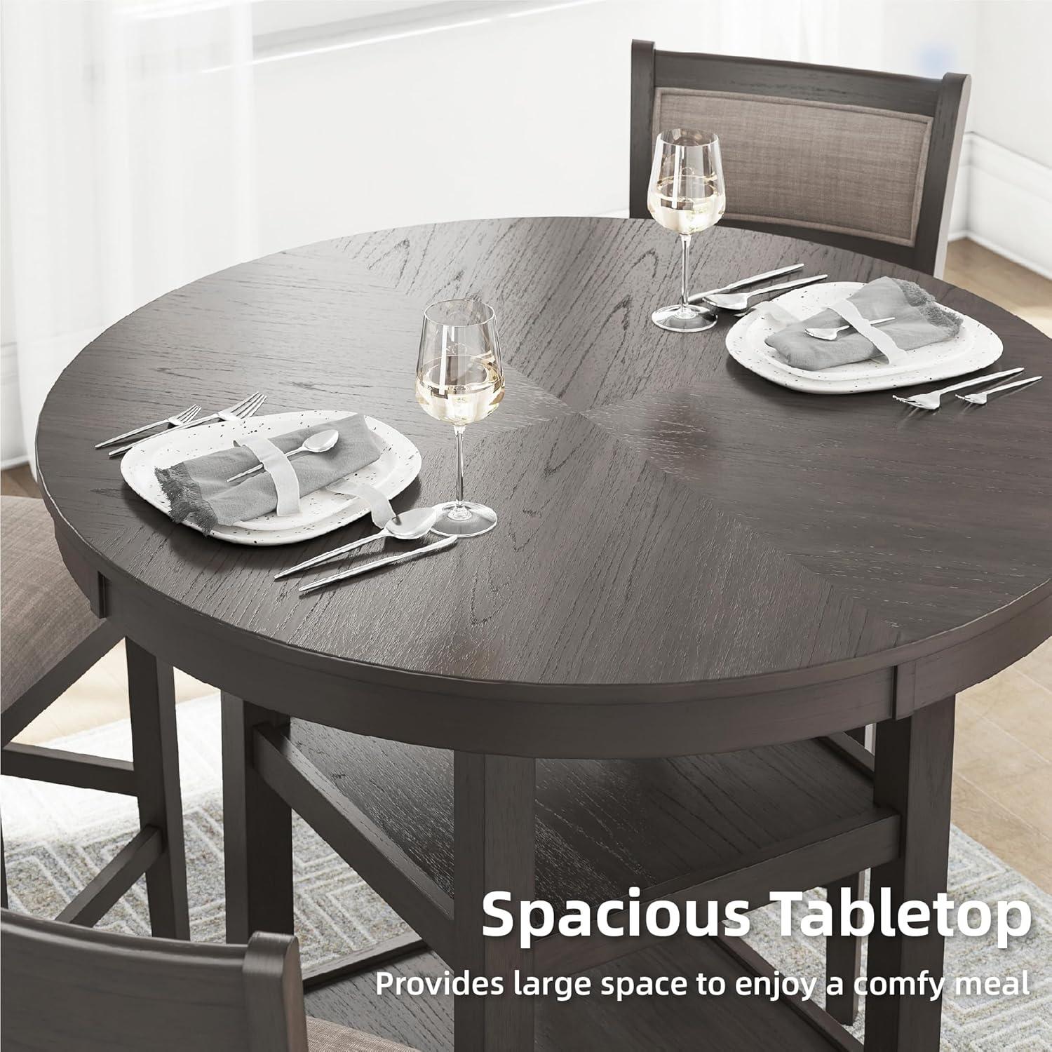 imageSignature Design by Ashley Gesthaven Casual Counter Height Dining Table and 4 Bar Stools Set of 5 Light Brown ampamp Dark BrownGrey