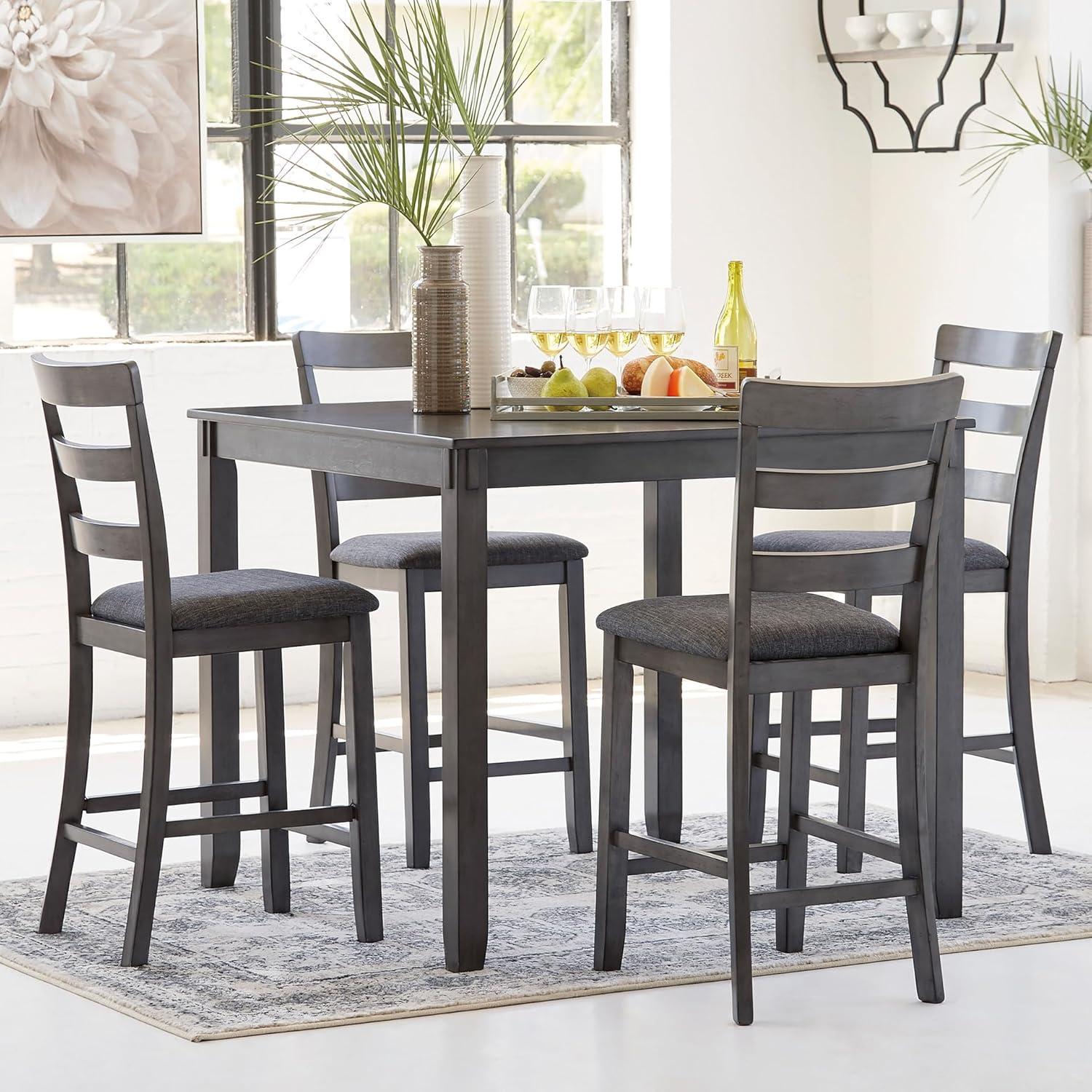 imageSignature Design by Ashley Gesthaven Casual Counter Height Dining Table and 4 Bar Stools Set of 5 Light Brown ampamp Dark BrownGrey