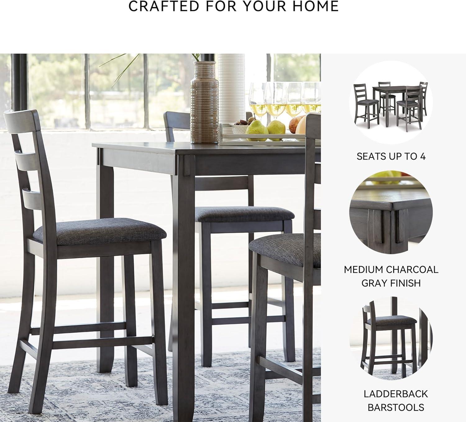 imageSignature Design by Ashley Gesthaven Casual Counter Height Dining Table and 4 Bar Stools Set of 5 Light Brown ampamp Dark BrownGrey