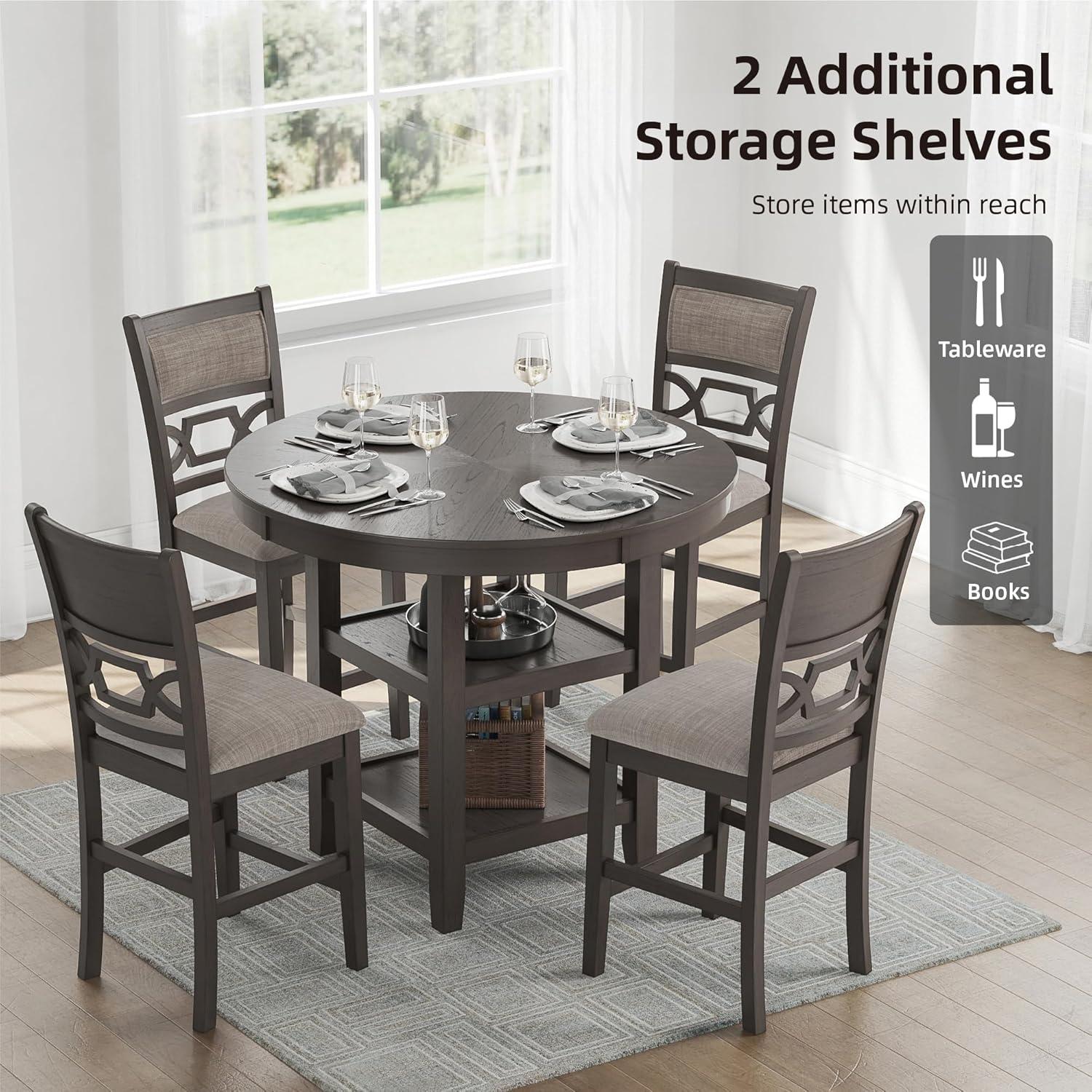 imageSignature Design by Ashley Gesthaven Casual Counter Height Dining Table and 4 Bar Stools Set of 5 Light Brown ampamp Dark BrownGrey