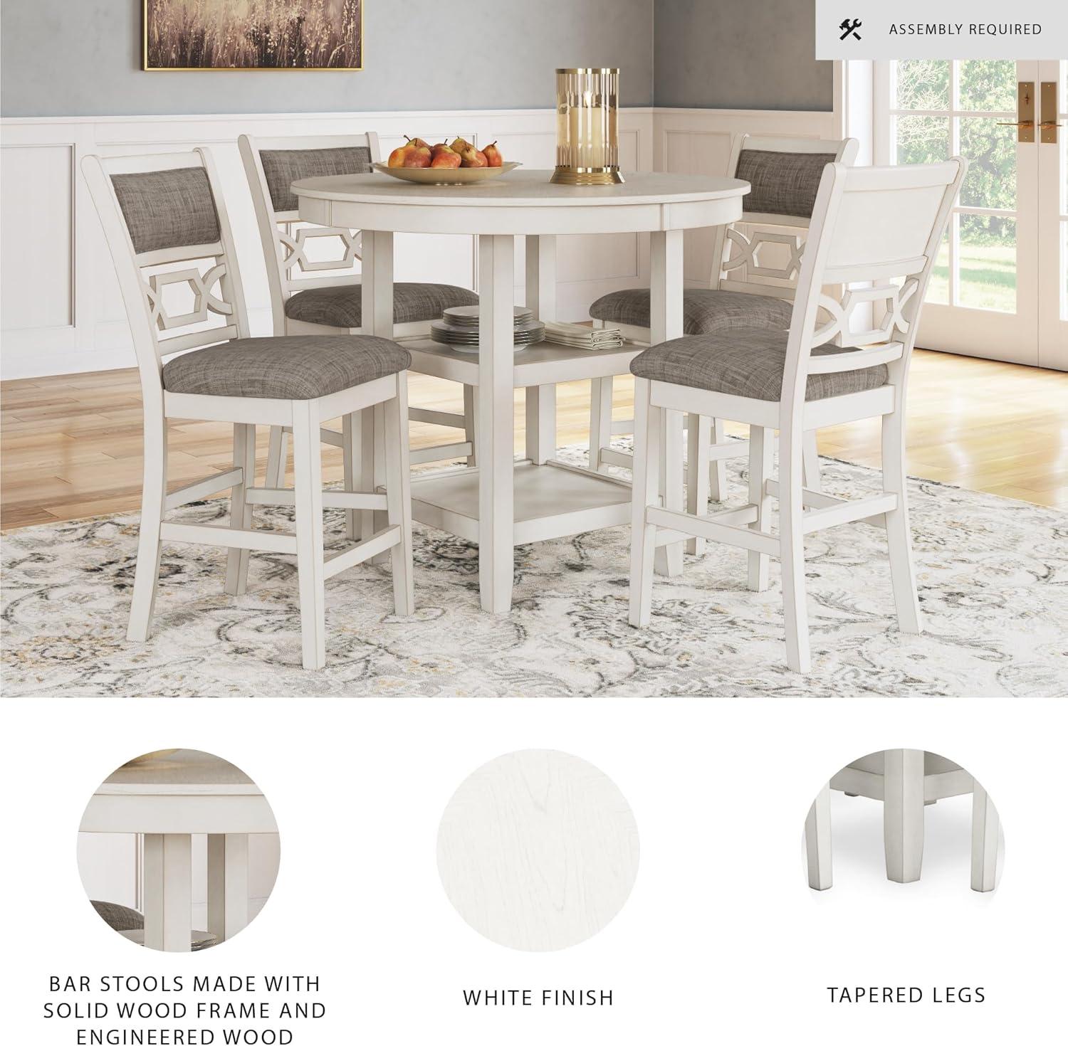 imageSignature Design by Ashley Gesthaven Casual Counter Height Dining Table and 4 Bar Stools Set of 5 Light Brown ampamp Dark BrownWhite